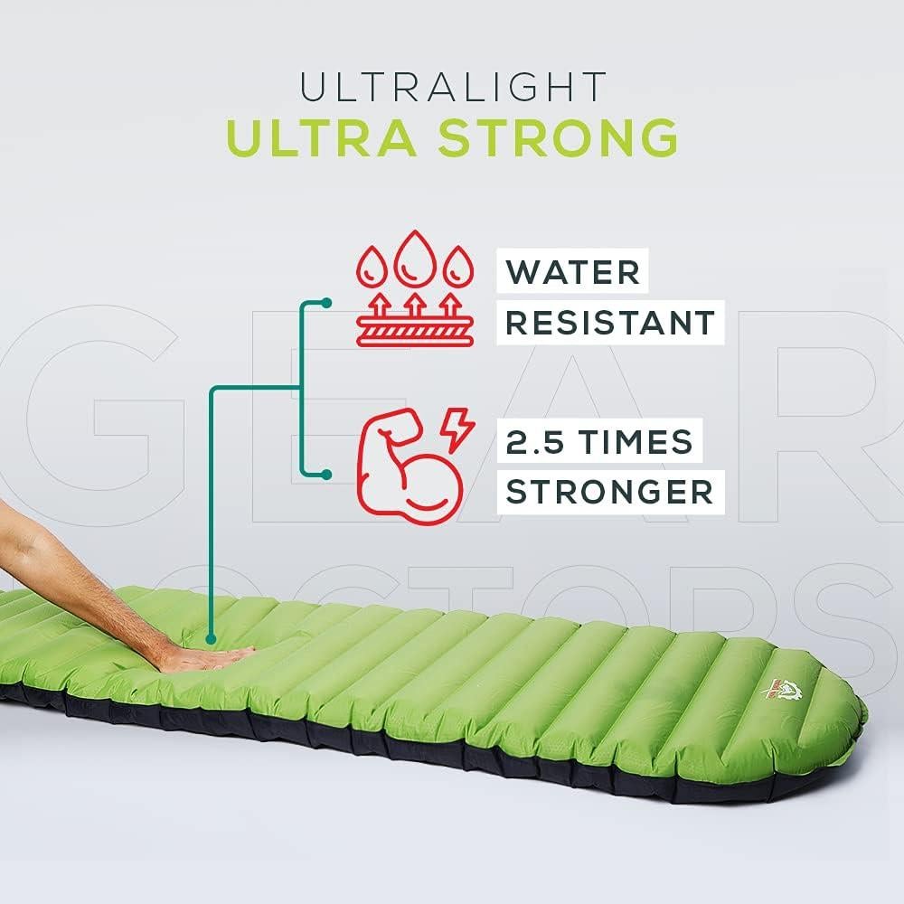 ApolloAir 5.2 R-Value [17oz] Ultralight Insulated Inflatable Camping Sleeping Pad — Backpacking Sleeping Pad — Camping Mattress Compact Lightweight for Hiking—Air Mattress for Backpacking