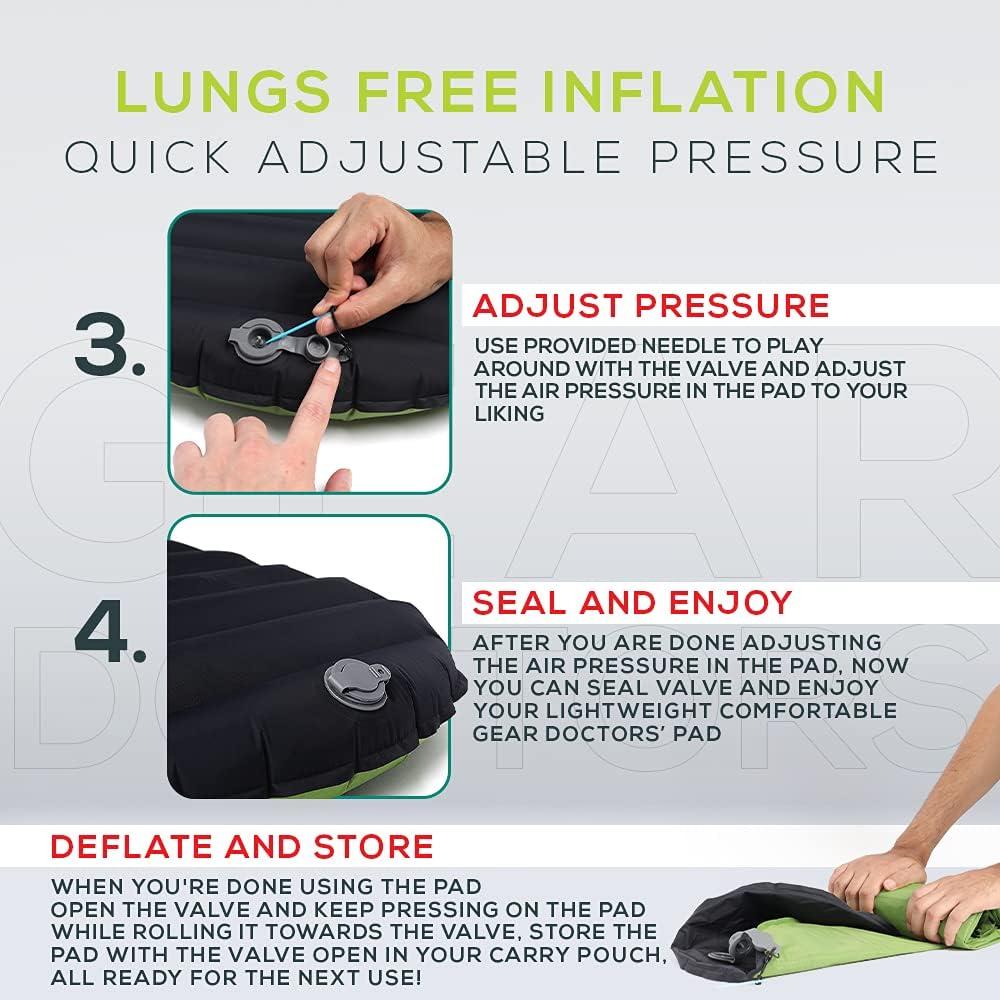 ApolloAir 5.2 R-Value [17oz] Ultralight Insulated Inflatable Camping Sleeping Pad — Backpacking Sleeping Pad — Camping Mattress Compact Lightweight for Hiking—Air Mattress for Backpacking