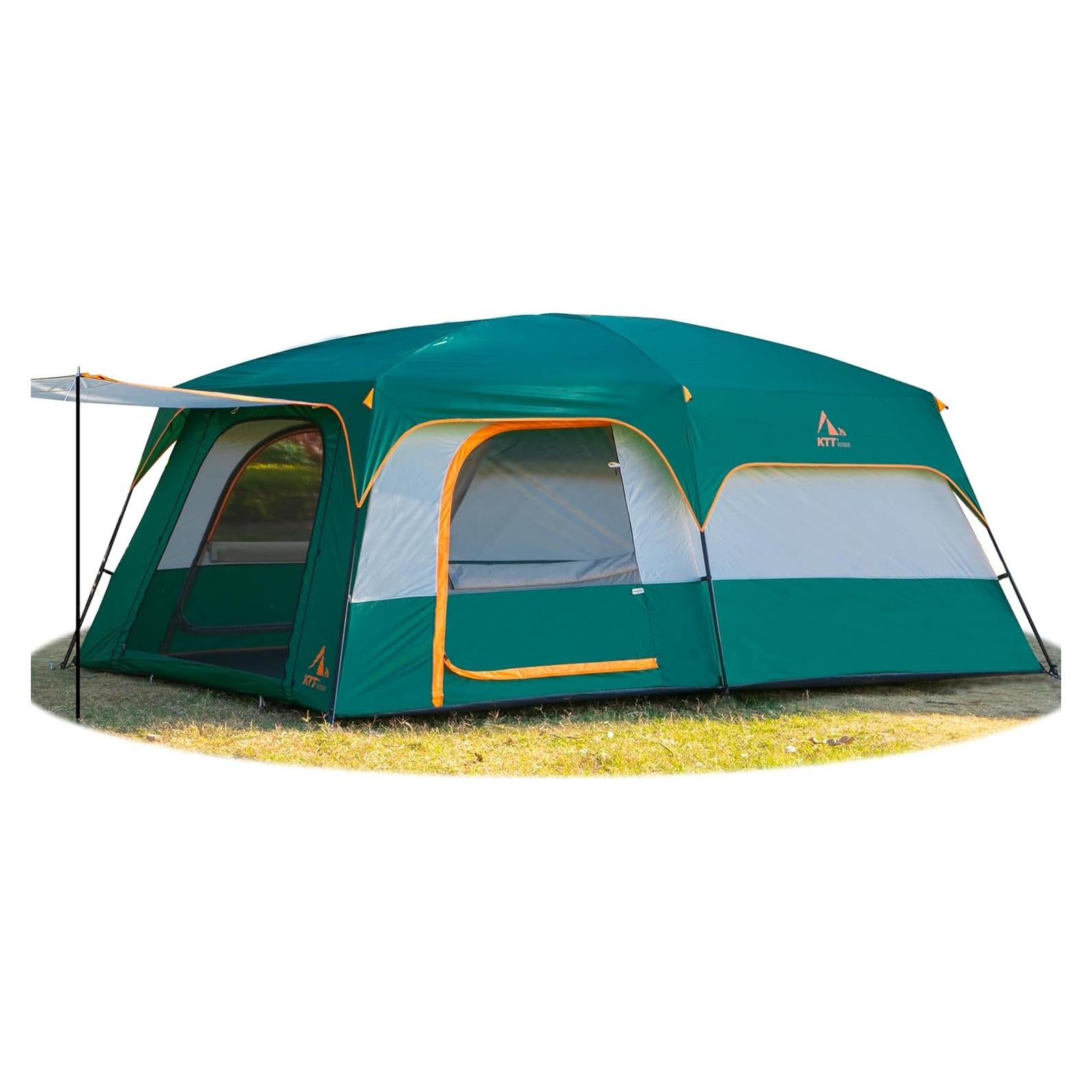 Carpa KTT Extra Grande para 14 Personas, Impermeable, 2 Habitaciones