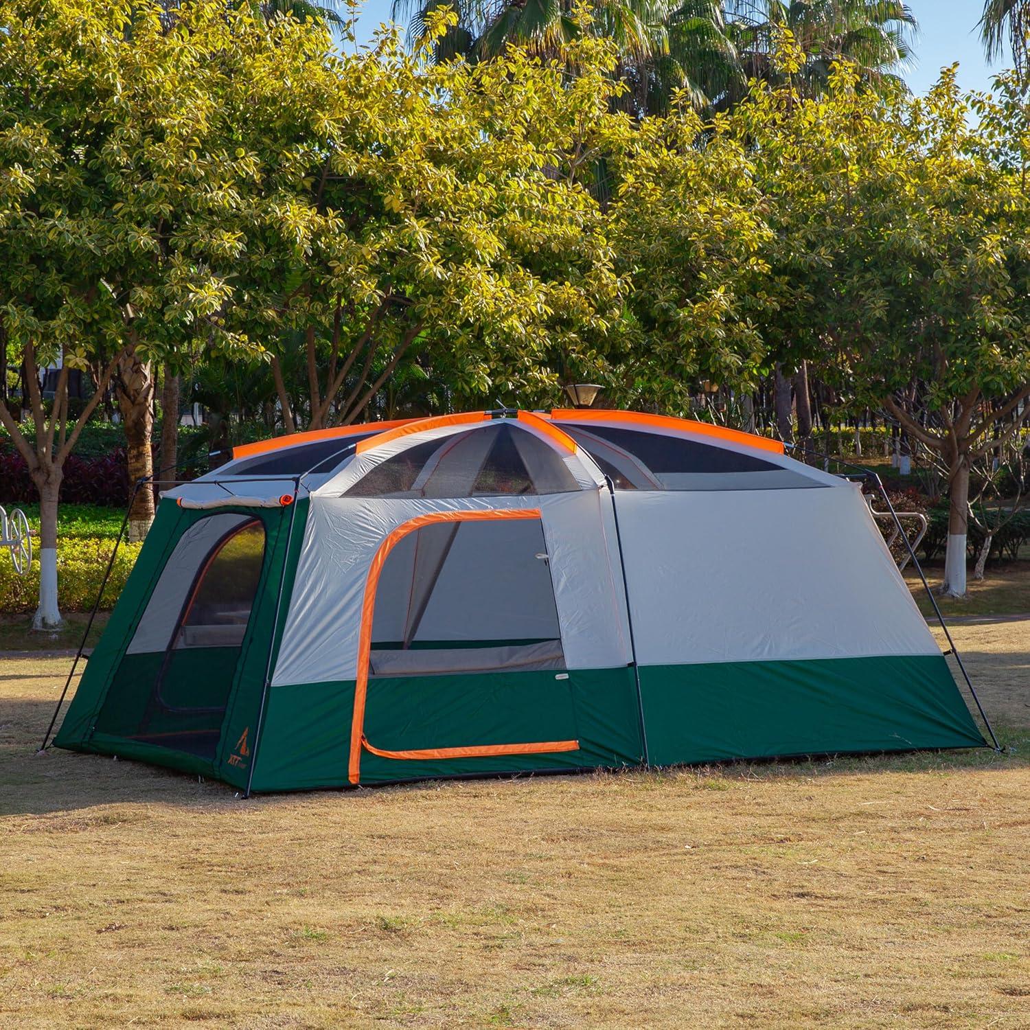 Carpa KTT Extra Grande para 14 Personas, Impermeable, 2 Habitaciones