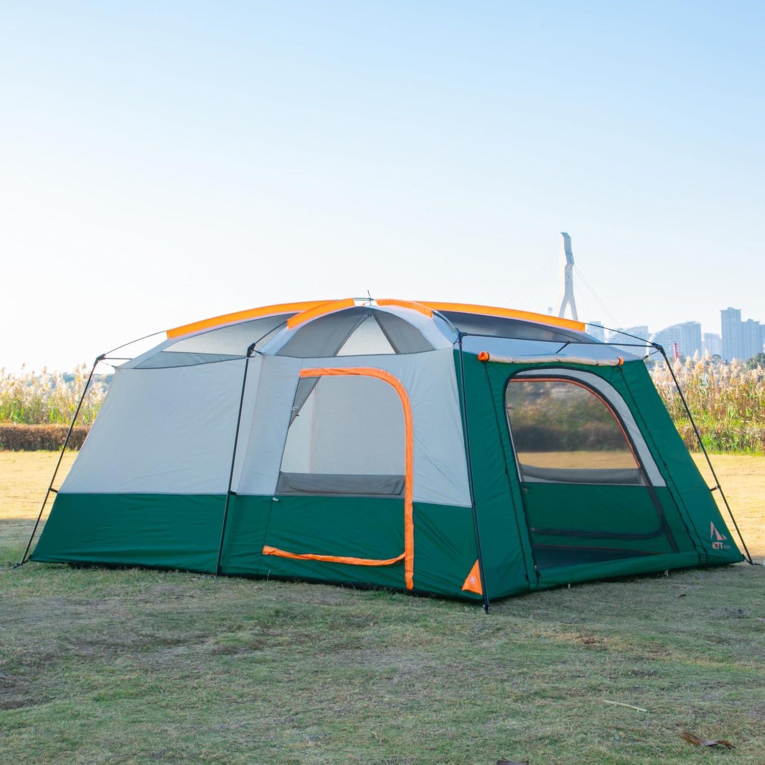 Carpa KTT Extra Grande para 14 Personas, Impermeable, 2 Habitaciones