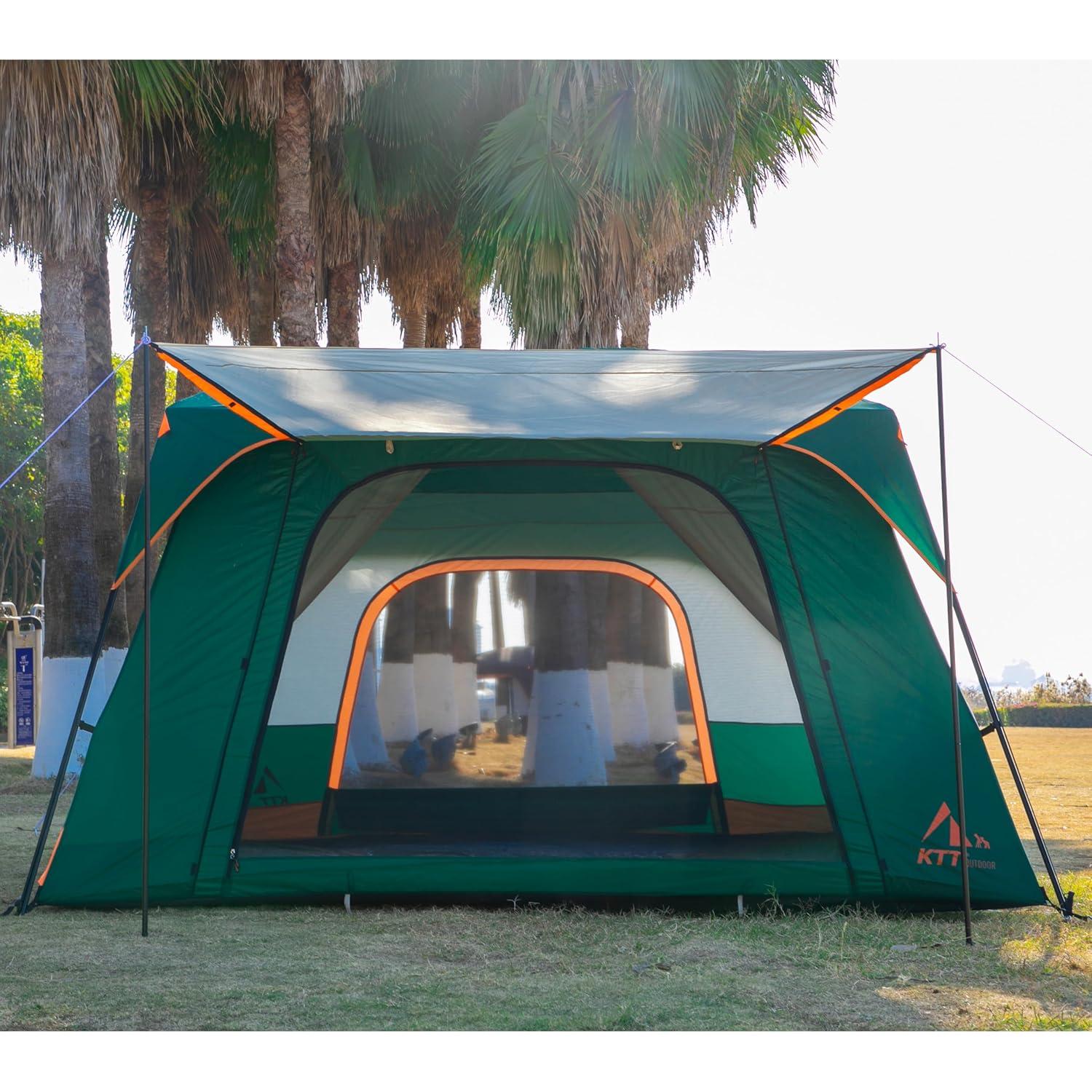 Carpa KTT Extra Grande para 14 Personas, Impermeable, 2 Habitaciones