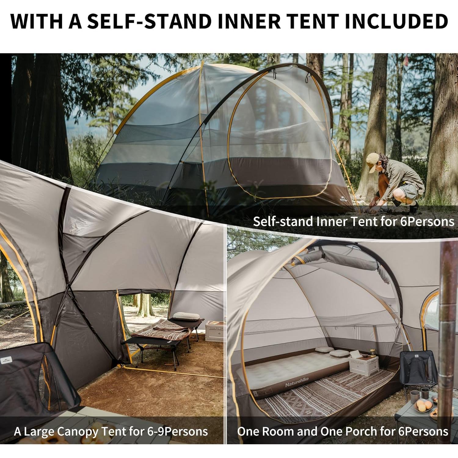 Carpa Naturehike Kota para 4 Personas Doble Capa Impermeable