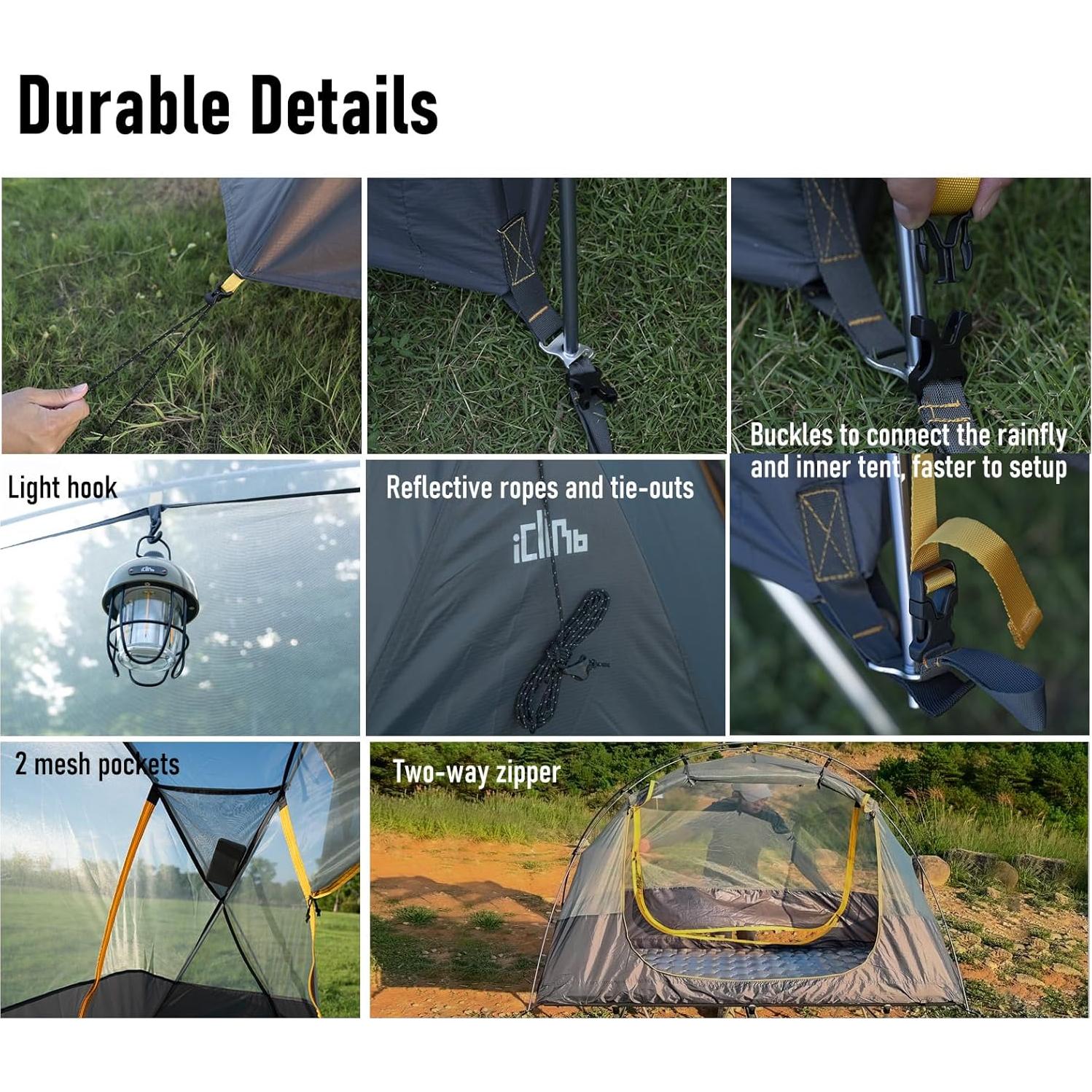 Tienda de Camping iClimb IC122 Ultraligera 1 Persona Impermeable