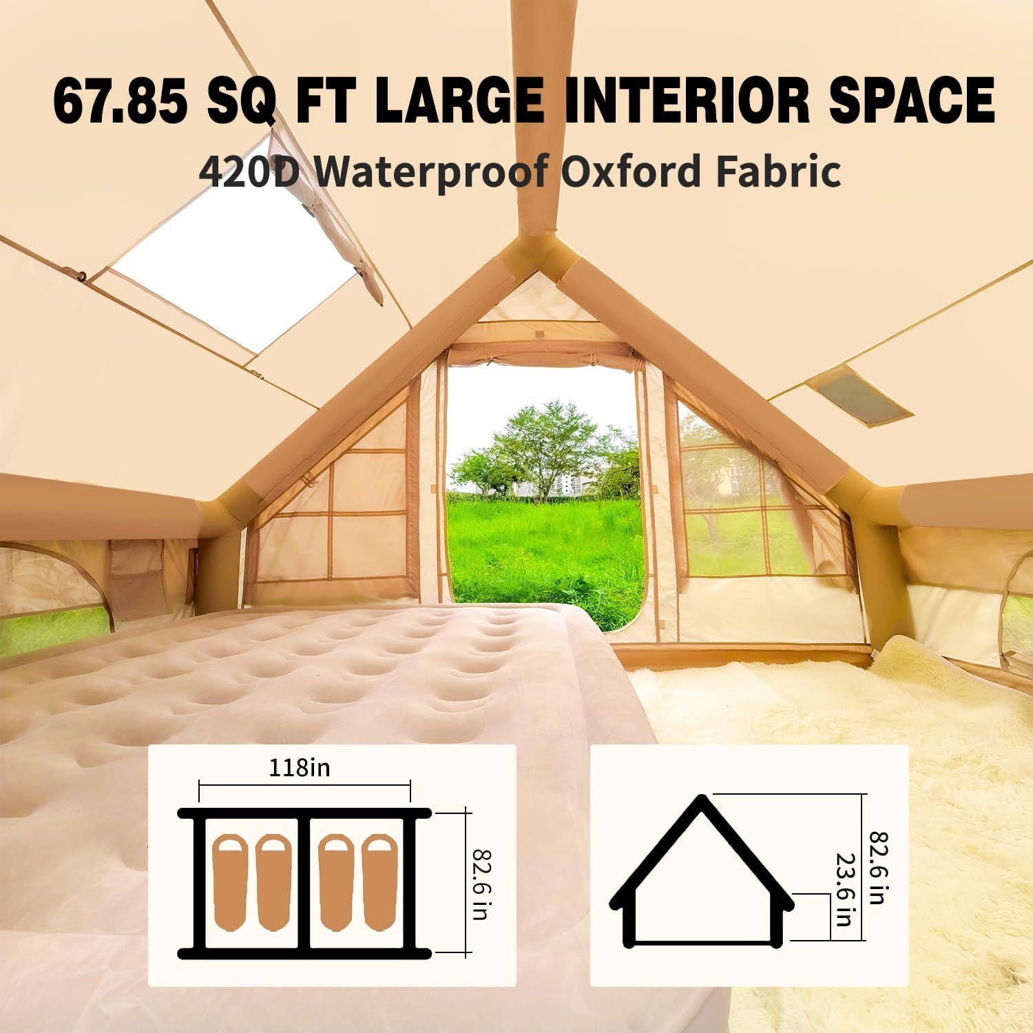 Carpa Inflable SENLEETO B3-Tent para 4-6 Personas Beige