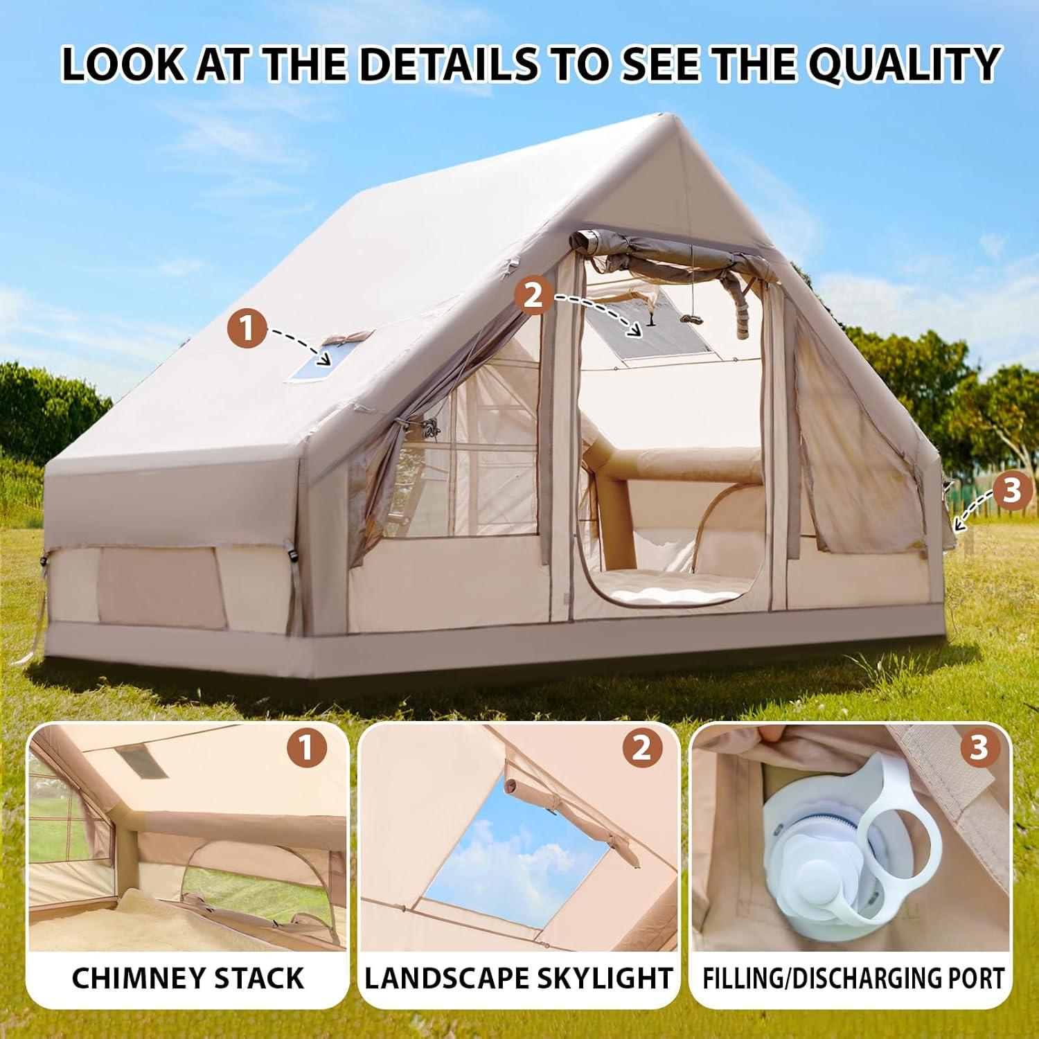 Carpa Inflable SENLEETO B3-Tent para 4-6 Personas Beige