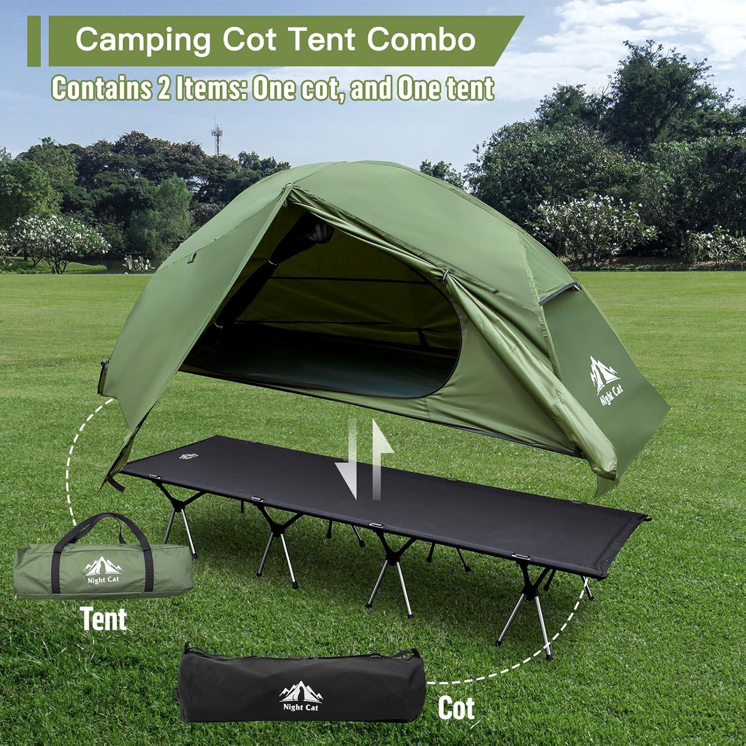 Cama Cot Impermeable Night Cat para Camping 1 Persona Verde
