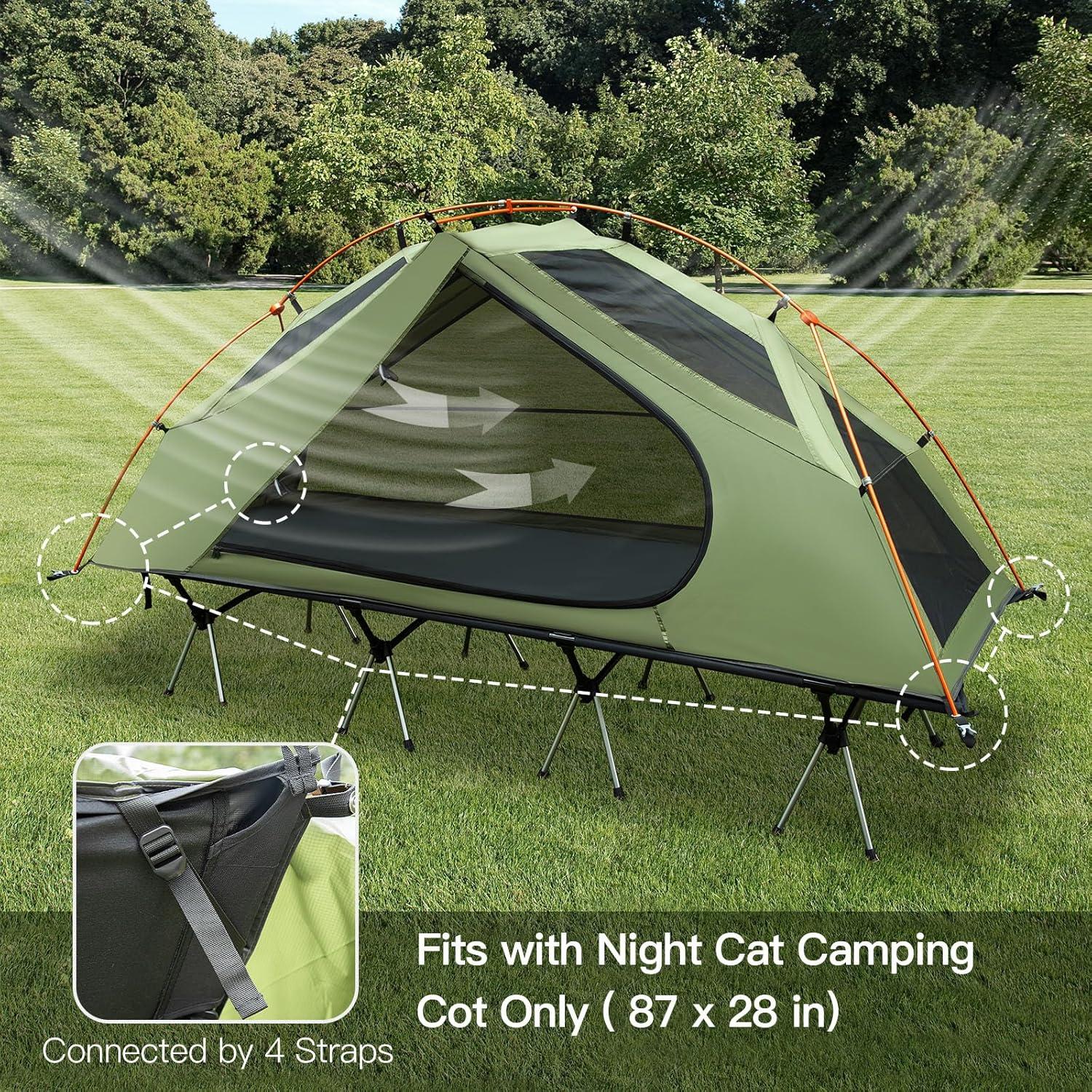 Cama Cot Impermeable Night Cat para Camping 1 Persona Verde