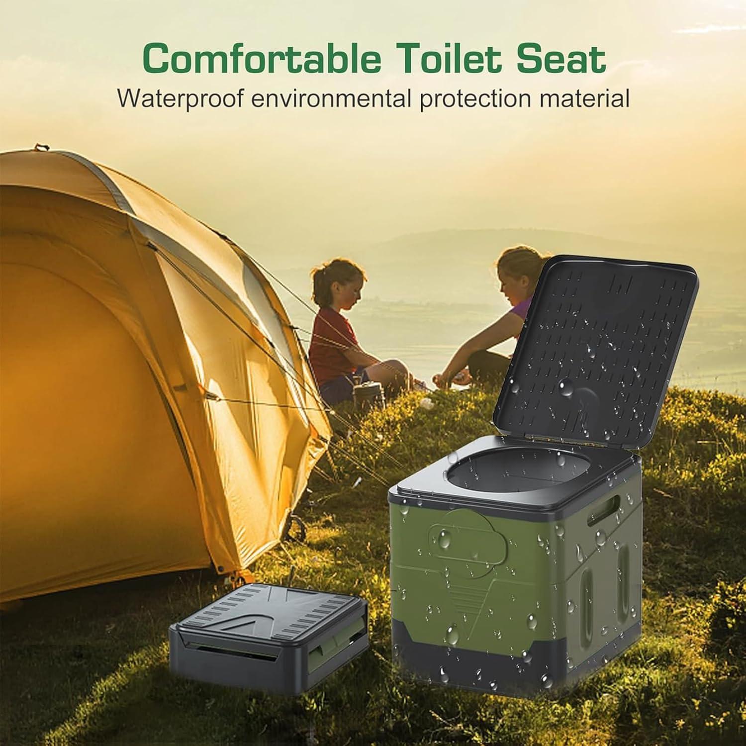 Inodoro de Camping Portátil JISSBON Verde Militar 29.9 cm