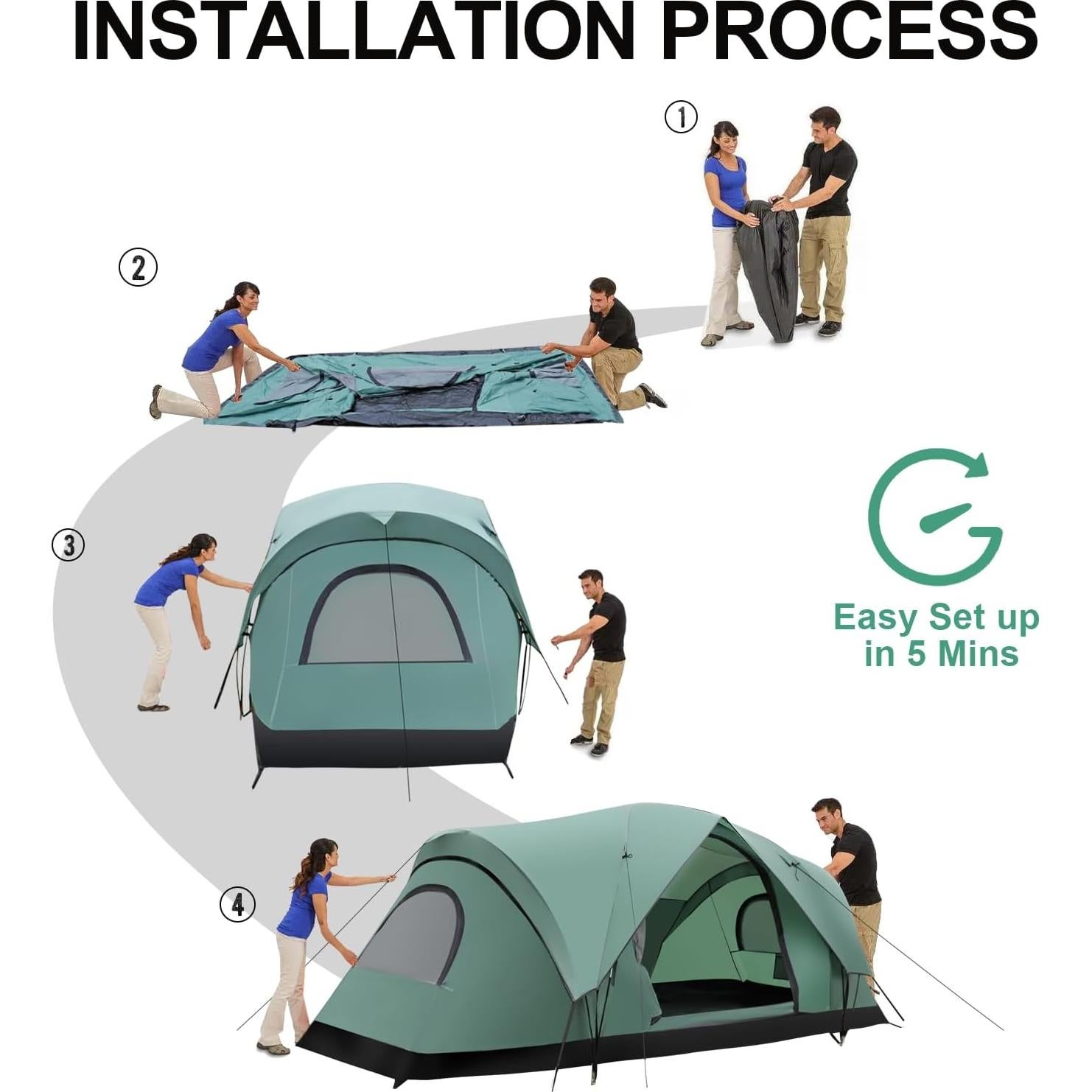 Tienda de Camping Familiar Thinlute para 6-8 Personas Impermeable