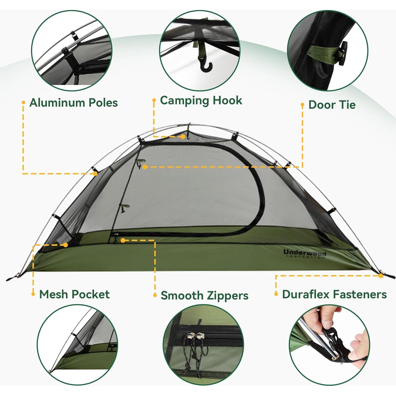 Tienda de Camping Ultraligera Underwood para 1 Persona 3 Temporadas