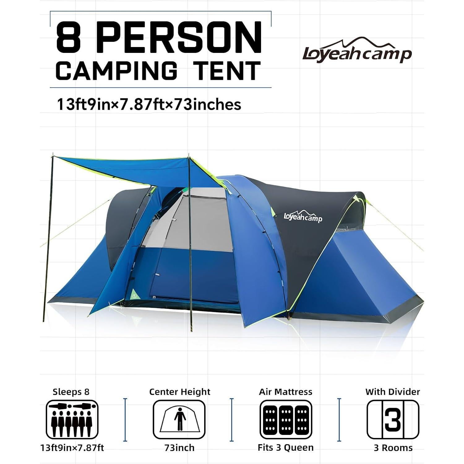 Tienda de Camping Loyeahcamp LYP-TENT-8P para 8 Personas
