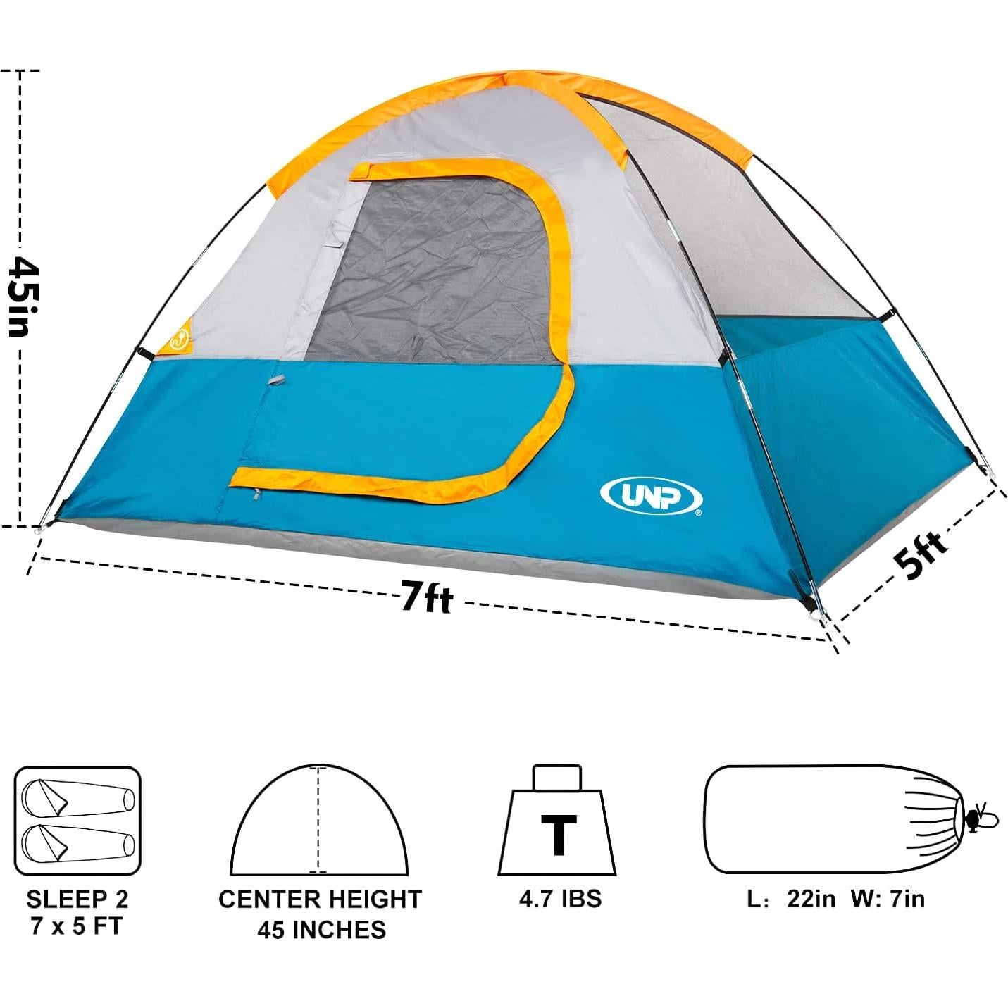 Tienda de Camping Unp para 2 Personas Impermeable Azul