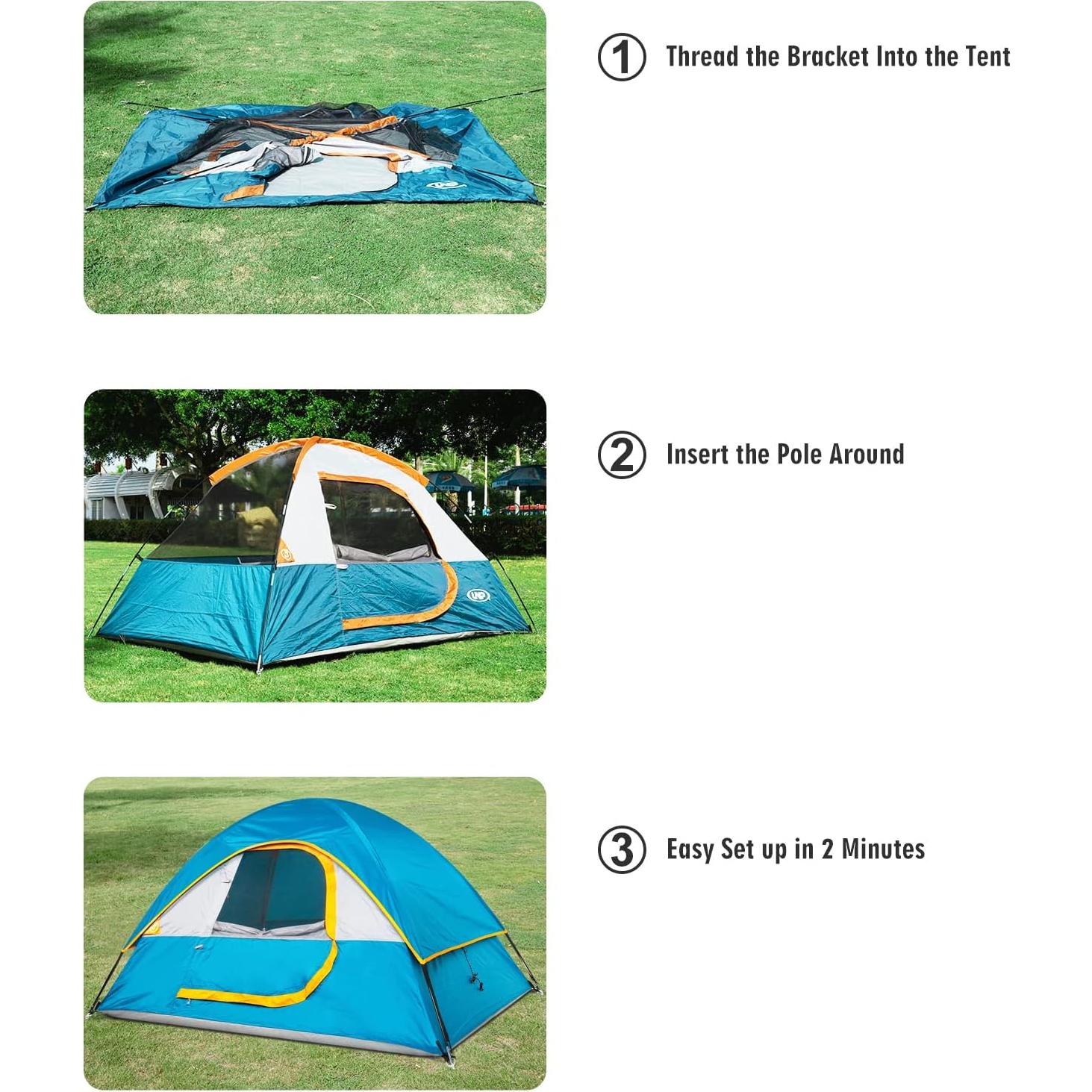Tienda de Camping Unp para 2 Personas Impermeable Azul
