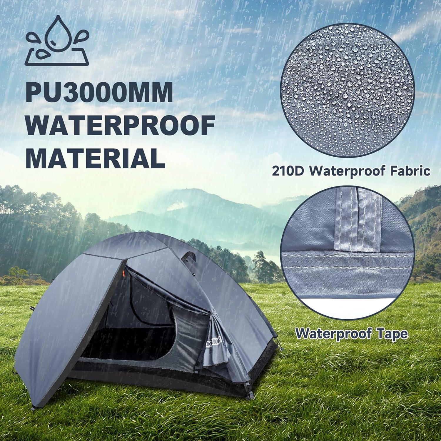 Tienda de Camping WILDROOTS AMZ-TENT-MT001GR para 2 Personas