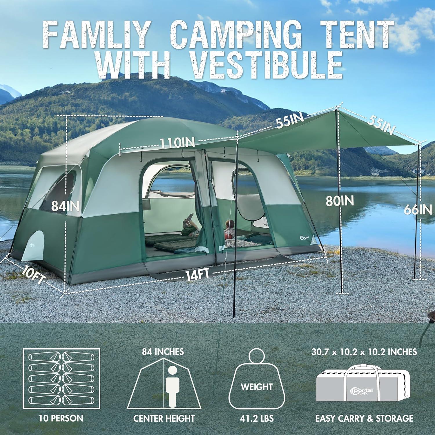 Carpa Familiar PORTAL para 10 Personas con Porche y Ventilación