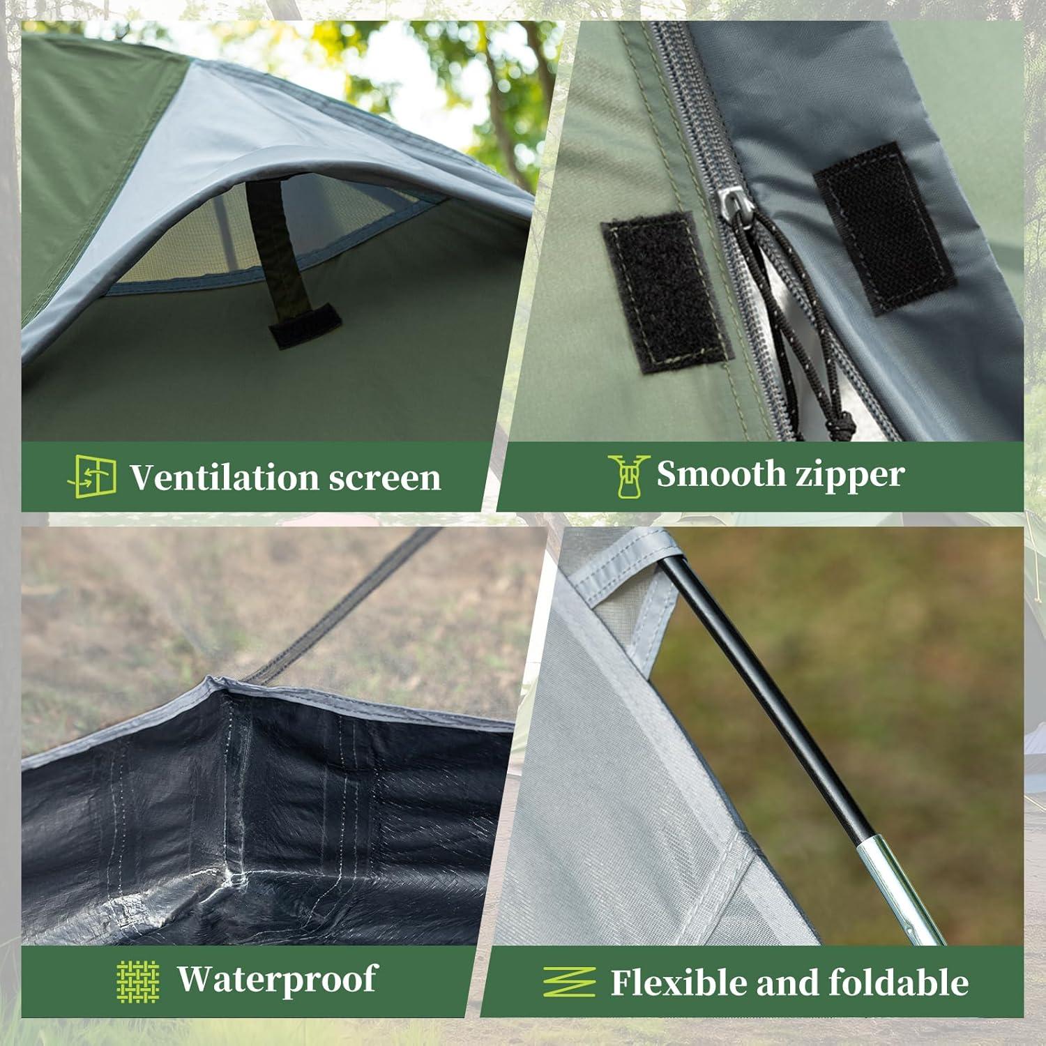 Tienda de Camping Forceatt para 1 Persona, 3 Temporadas, Verde