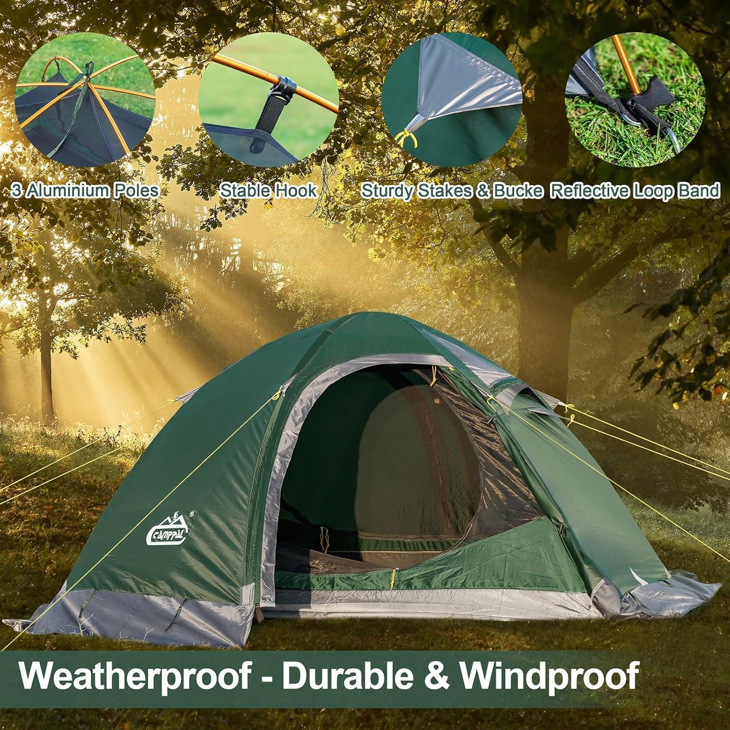 Tienda de Camping Camppal para 2 Personas Impermeable 4 Estaciones