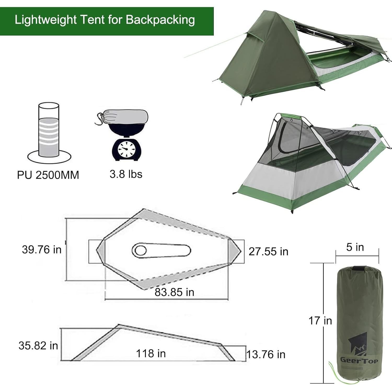 Tienda Bivy GEERTOP para 1 Persona Impermeable 4 Temporadas