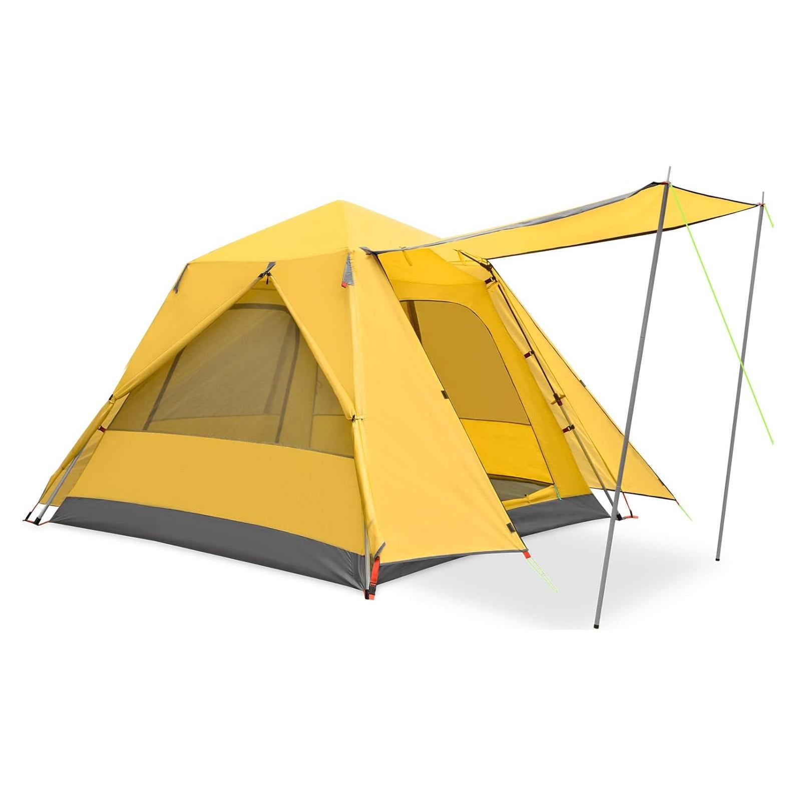 Tienda de Camping KAZOO Saturn 3 Personas Impermeable Amarillo