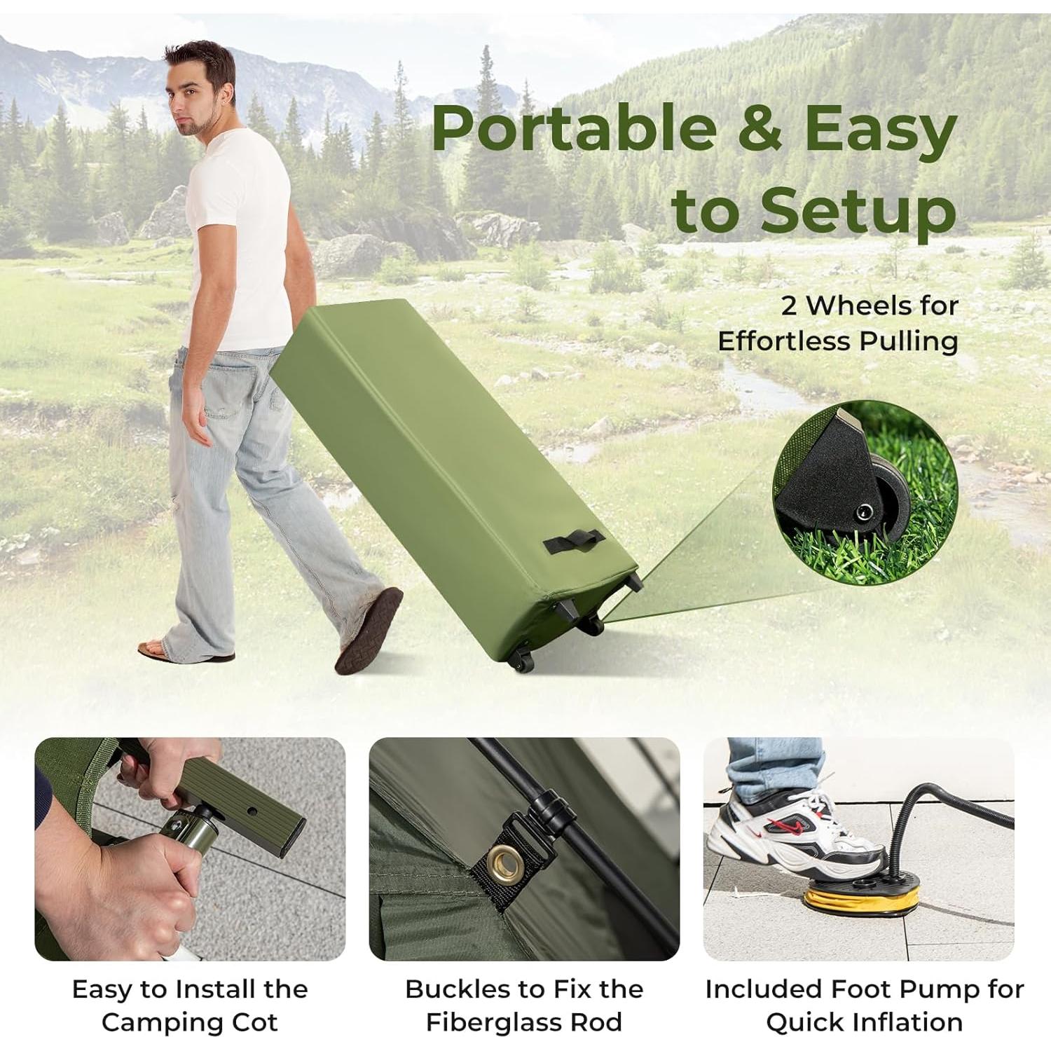 Carpa Cama KOTEK 5-en-1 con Colchón Inflable y Saco de Dormir