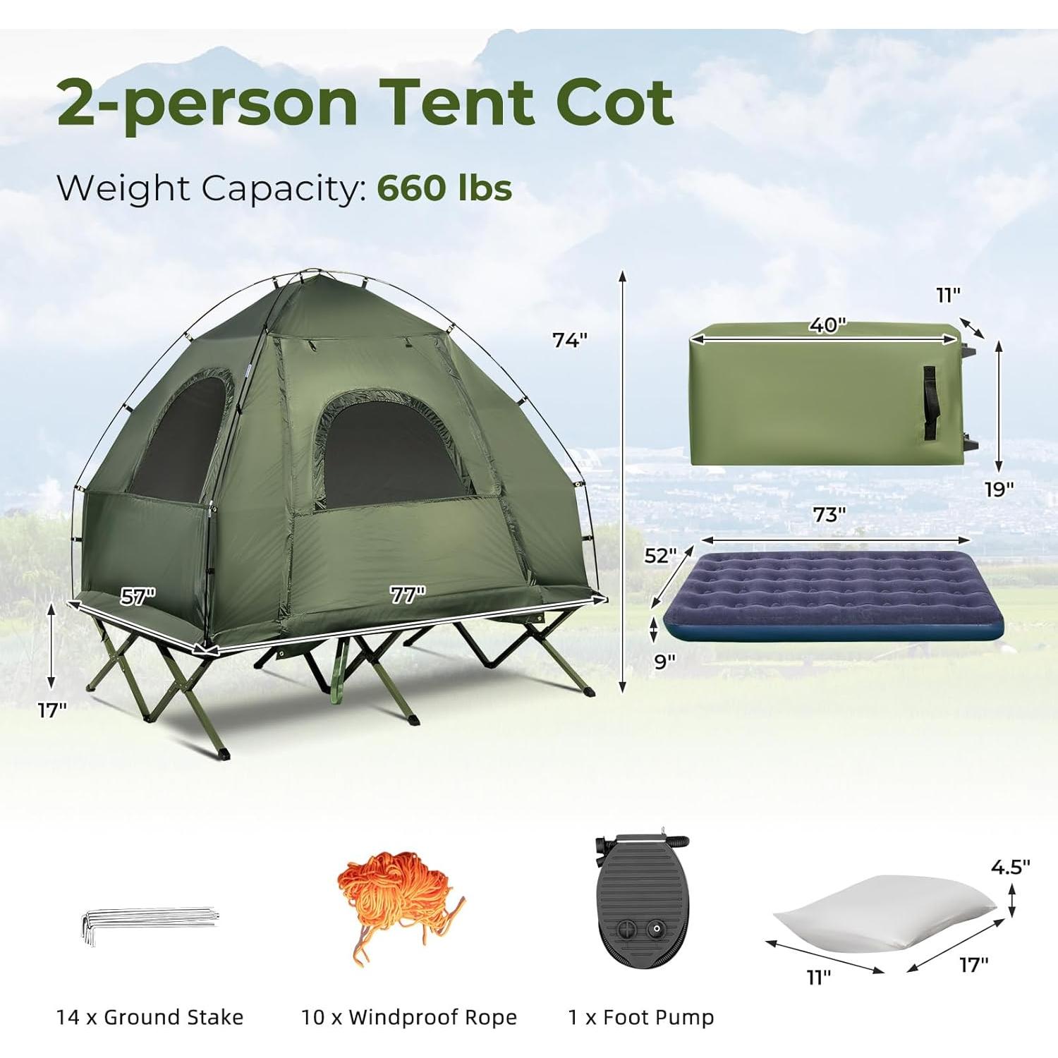 Carpa Cama KOTEK 5-en-1 con Colchón Inflable y Saco de Dormir