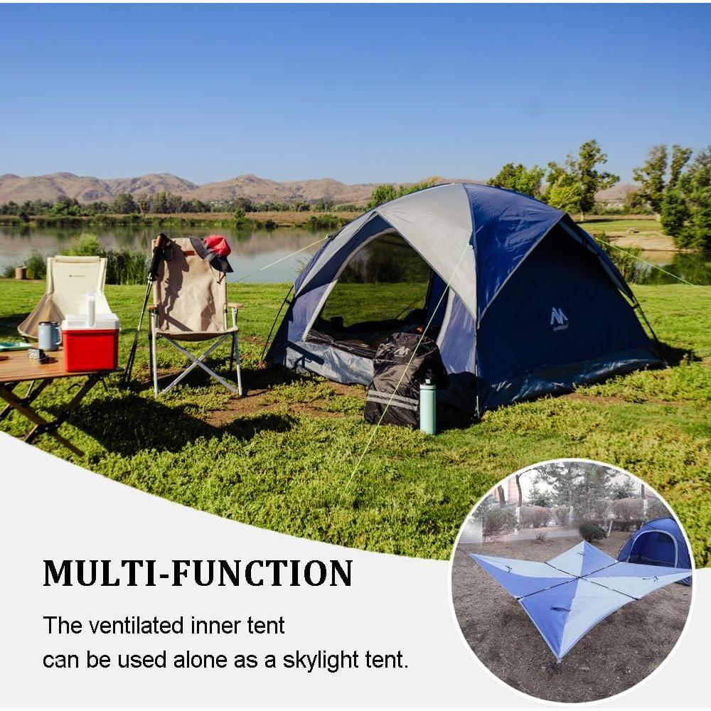 2-3 Person Tents for Camping - AYAMAYA Outdoor Waterproof Dome Family Tents with Removable Rainfly, Breathable with 2 Doors & 2 Large Mesh Windows - Easy Set Up for Backpacking, Hiking, Travelling