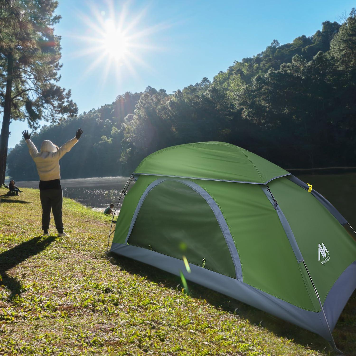 Tienda de Camping AYAMAYA para 1 Persona Impermeable Verde