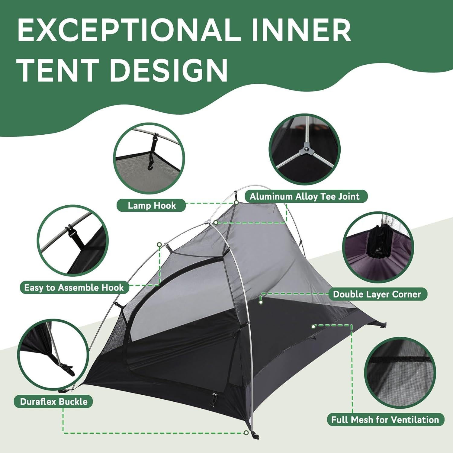 Tienda de Camping Ultraligera Croosseoutdoors 1 Persona Impermeable