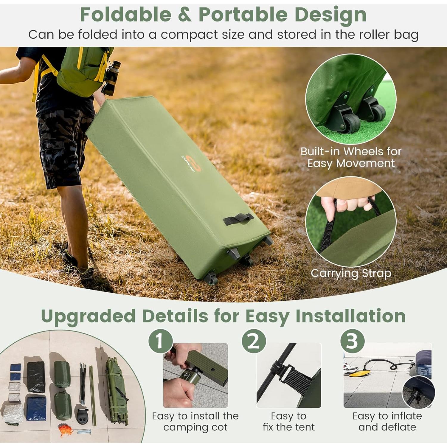 Cama de Camping Plegable Goplus 5-en-1 para 2 Personas