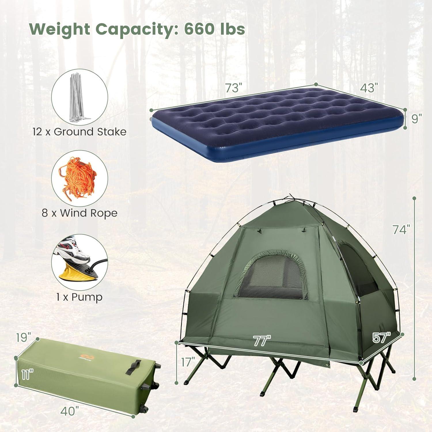 Cama de Camping Plegable Goplus 5-en-1 para 2 Personas