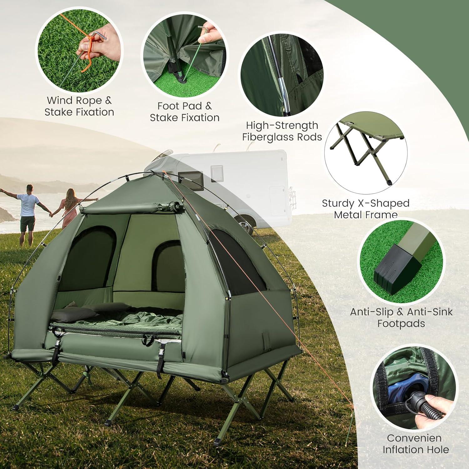 Cama de Camping Plegable Goplus 5-en-1 para 2 Personas