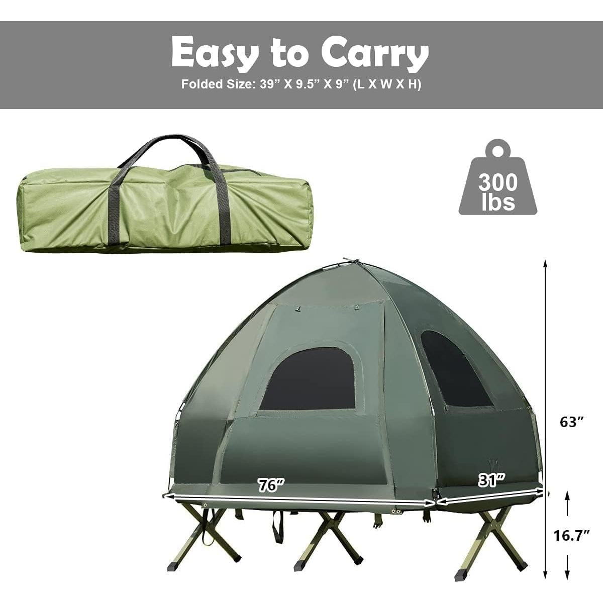 Cama Plegable para Camping LDAILY con Saco de Dormir y Colchón Inflable