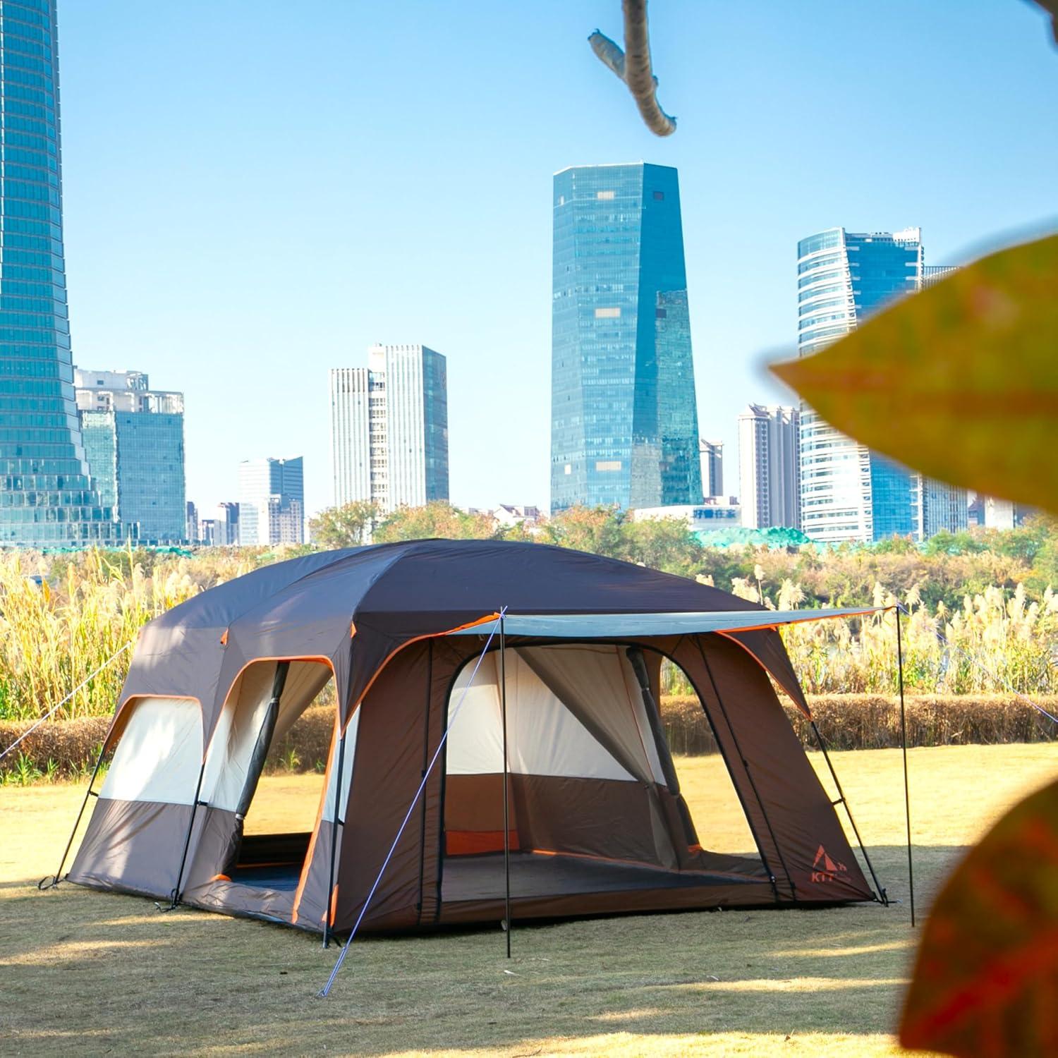 Carpa KTT Extra Grande 14 Personas Impermeable 2 Habitaciones