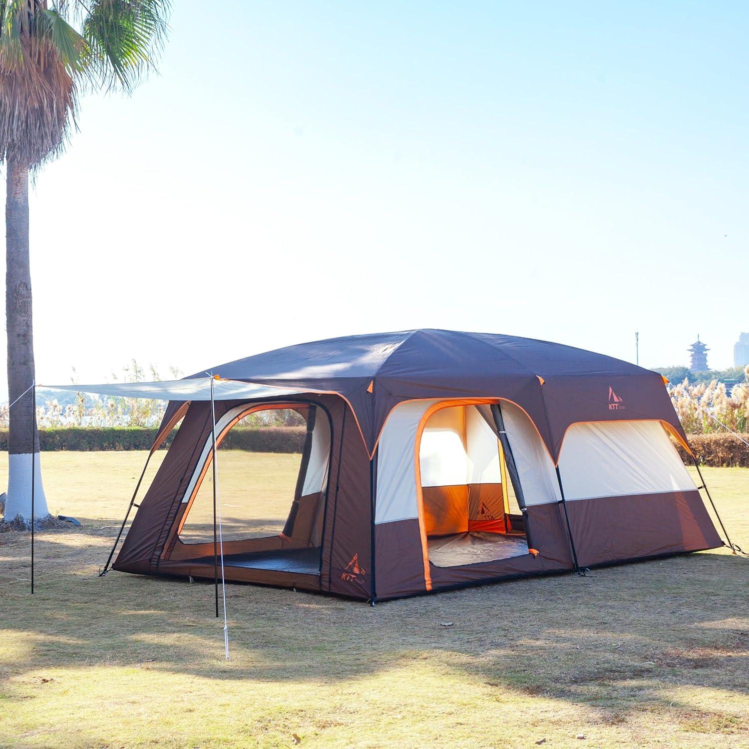 Carpa KTT Extra Grande 14 Personas Impermeable 2 Habitaciones