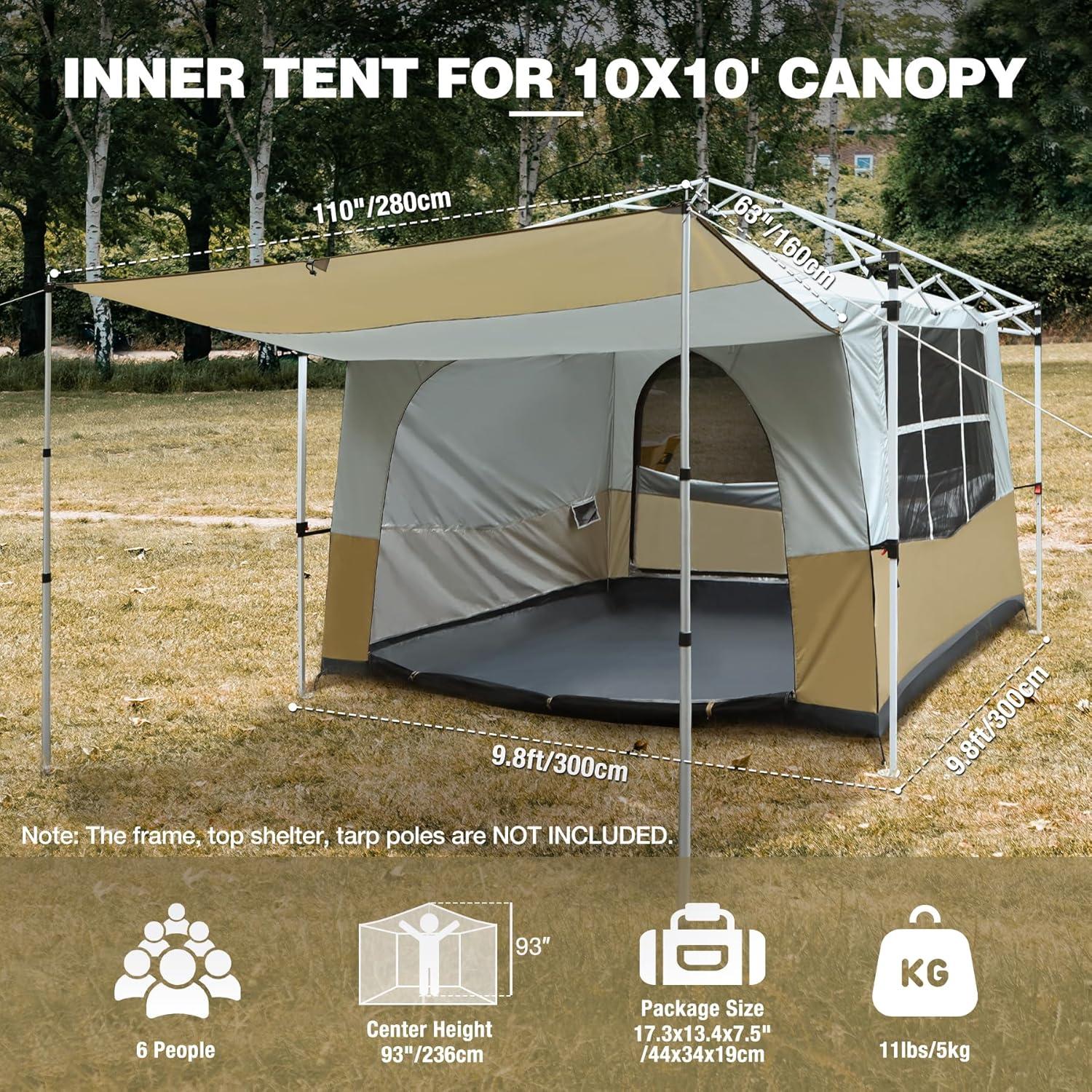 Carpa Interior REDCAMP 4-6 Personas 2.99x2.99m Resistente Agua
