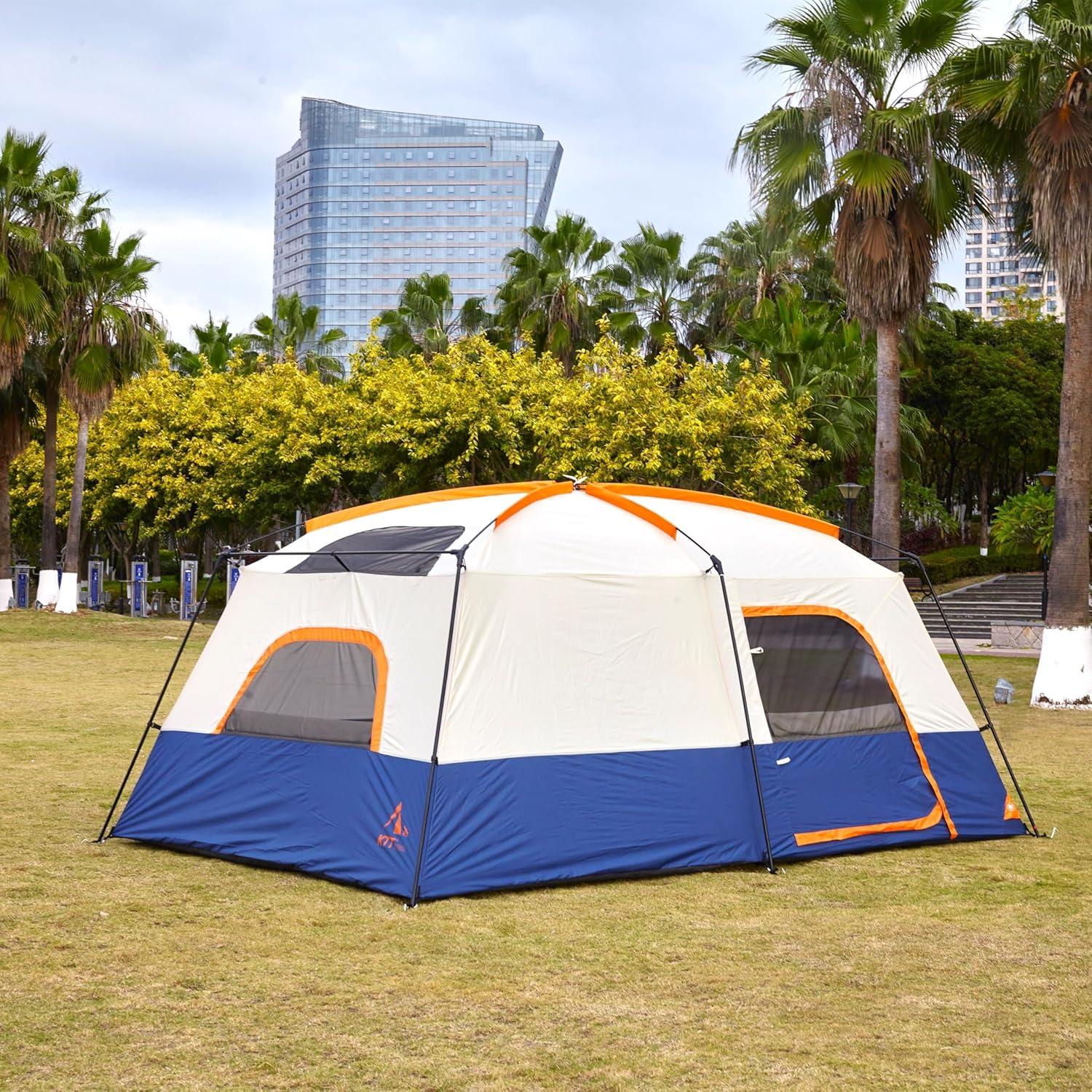 Carpa KTT Extra Grande para 12 Personas, Impermeable, 2 Habitaciones
