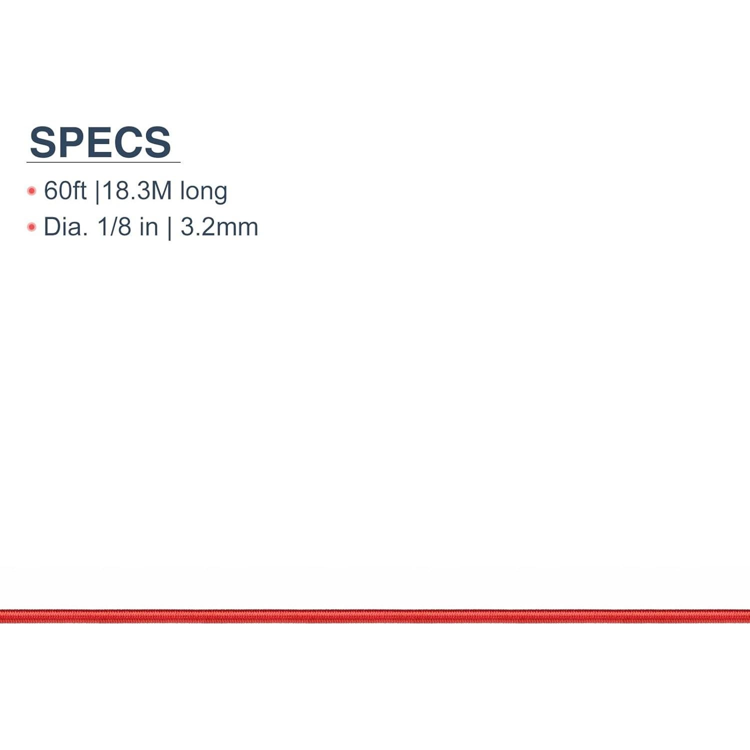 Cordón Elástico Bungee BRILLIANCE4U 60 pies (18.3 m) Reforzado