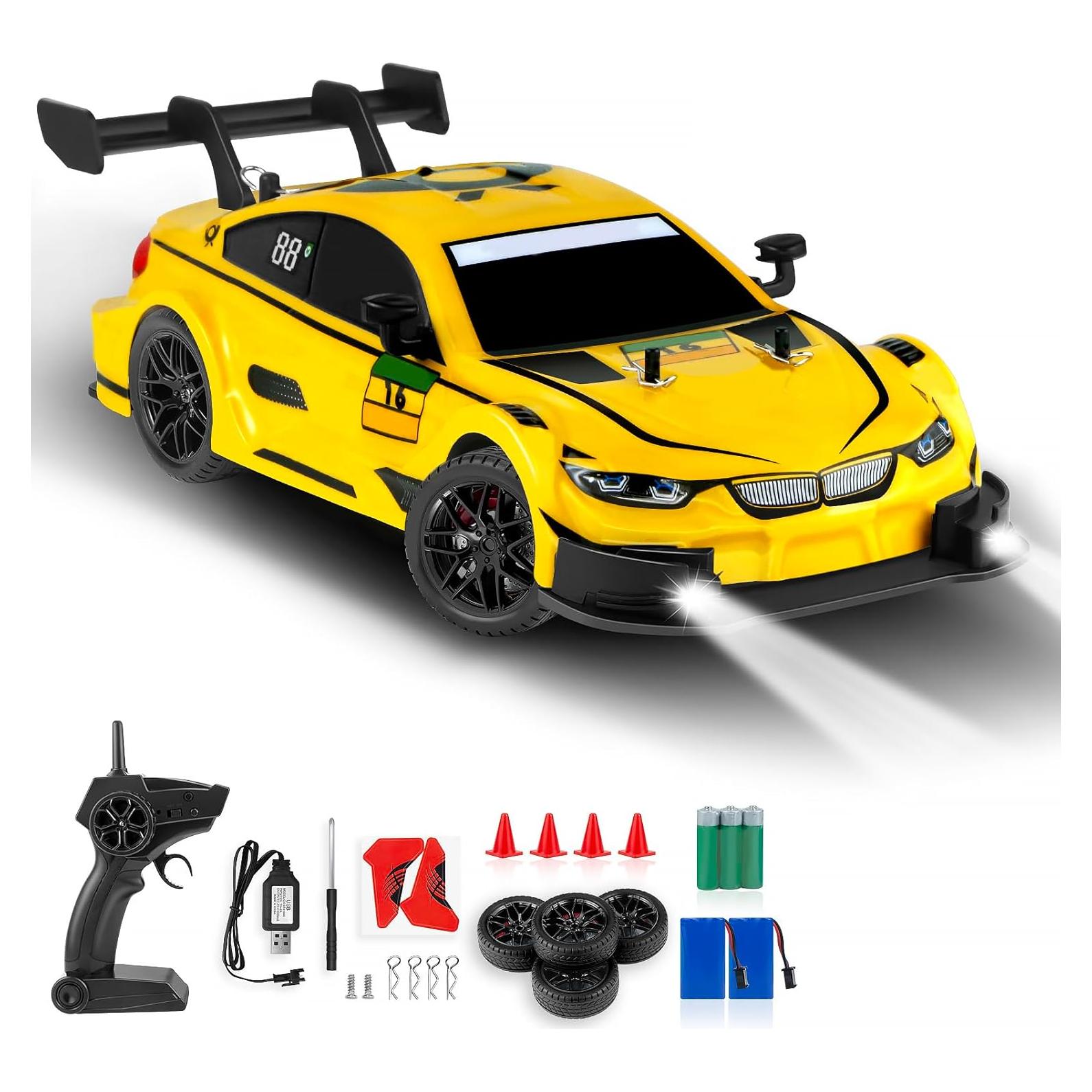 Coche RC Drift PANKQQ 1:16 40 km/h 2.4GHz Amarillo