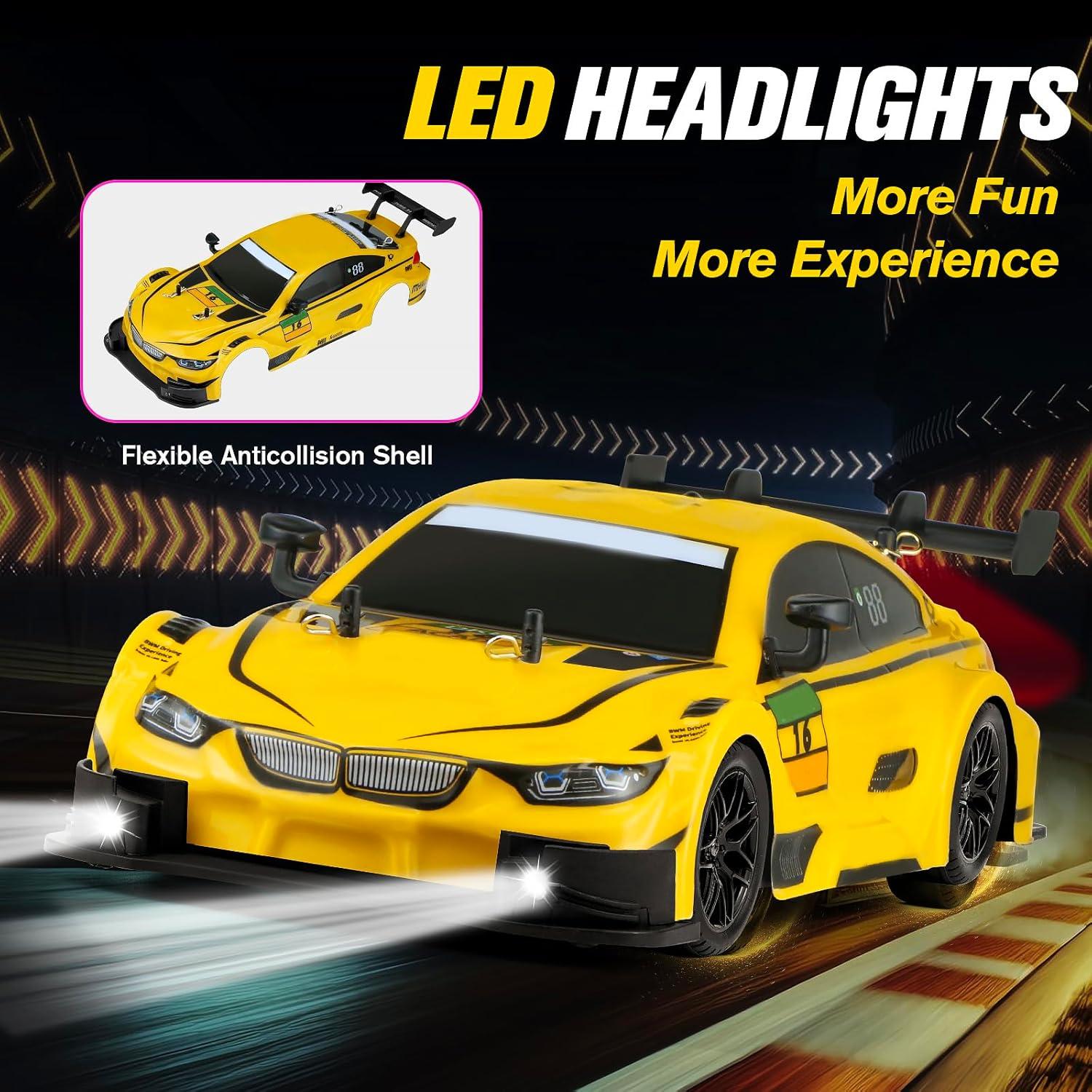 Coche RC Drift PANKQQ 1:16 40 km/h 2.4GHz Amarillo