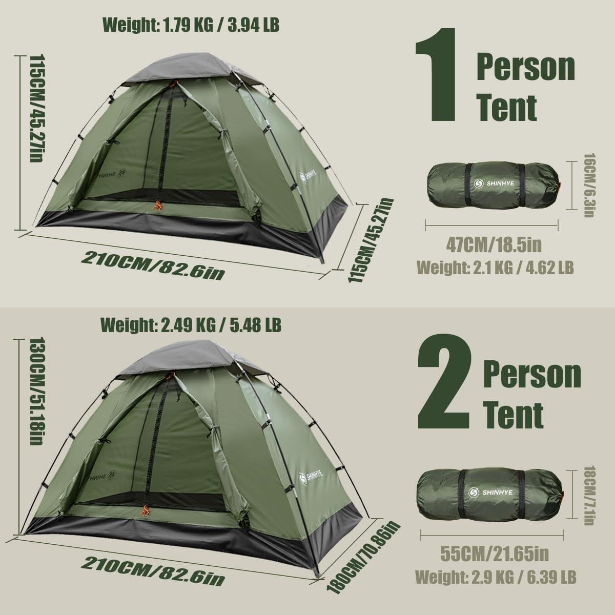 Tienda de Camping ShinHye Ultraligera 2 Personas Impermeable
