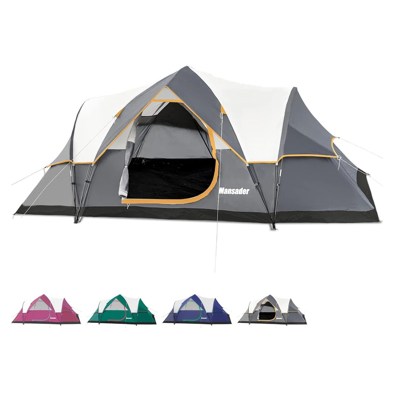 Carpa de Camping Mansader para 6 Personas Impermeable Gris