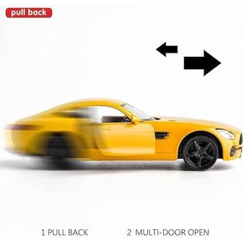 Coche de aleación Mercedes-Benz AMG GTS 1:36 Amarillo