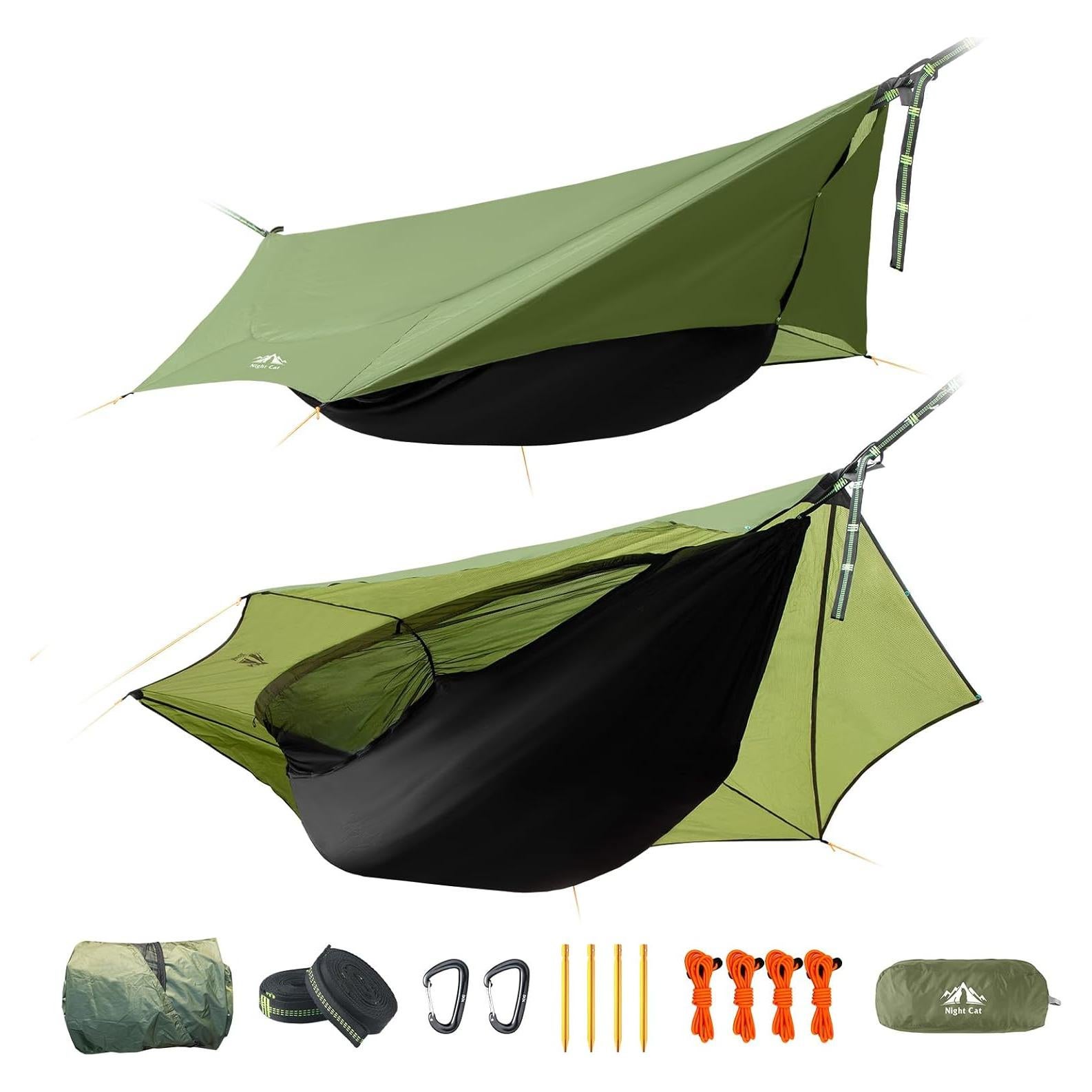 Hamaca de Camping Night Cat DC-06 4 en 1 Impermeable Verde