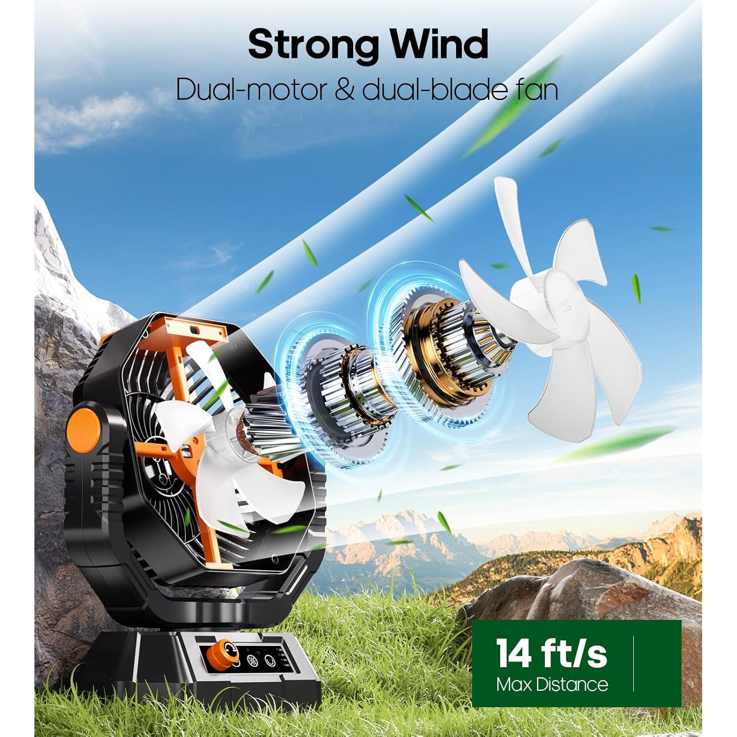 Ventilador Portátil HAWANA TT-15 Recargable 20000mAh 360°