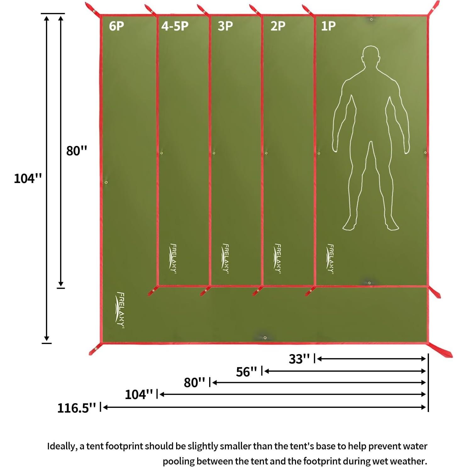 Huella de Tienda Impermeable Frelaxy 1 Persona 84x203 cm