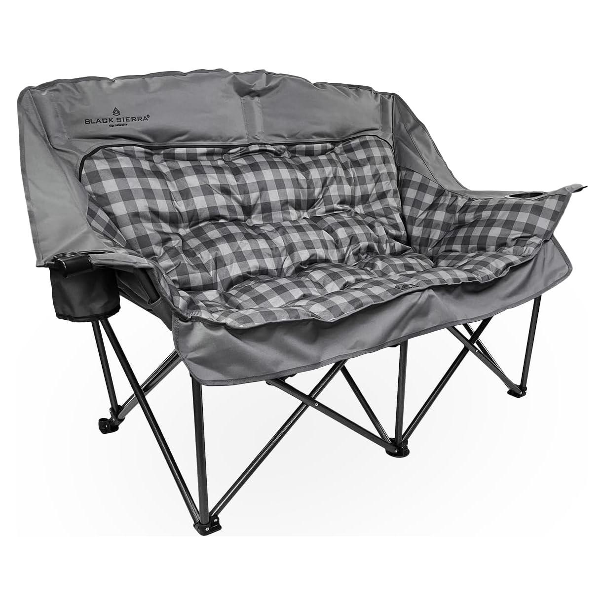 Sofá de Camping Doble Black Sierra, Acolchado, 272 kg, Gris