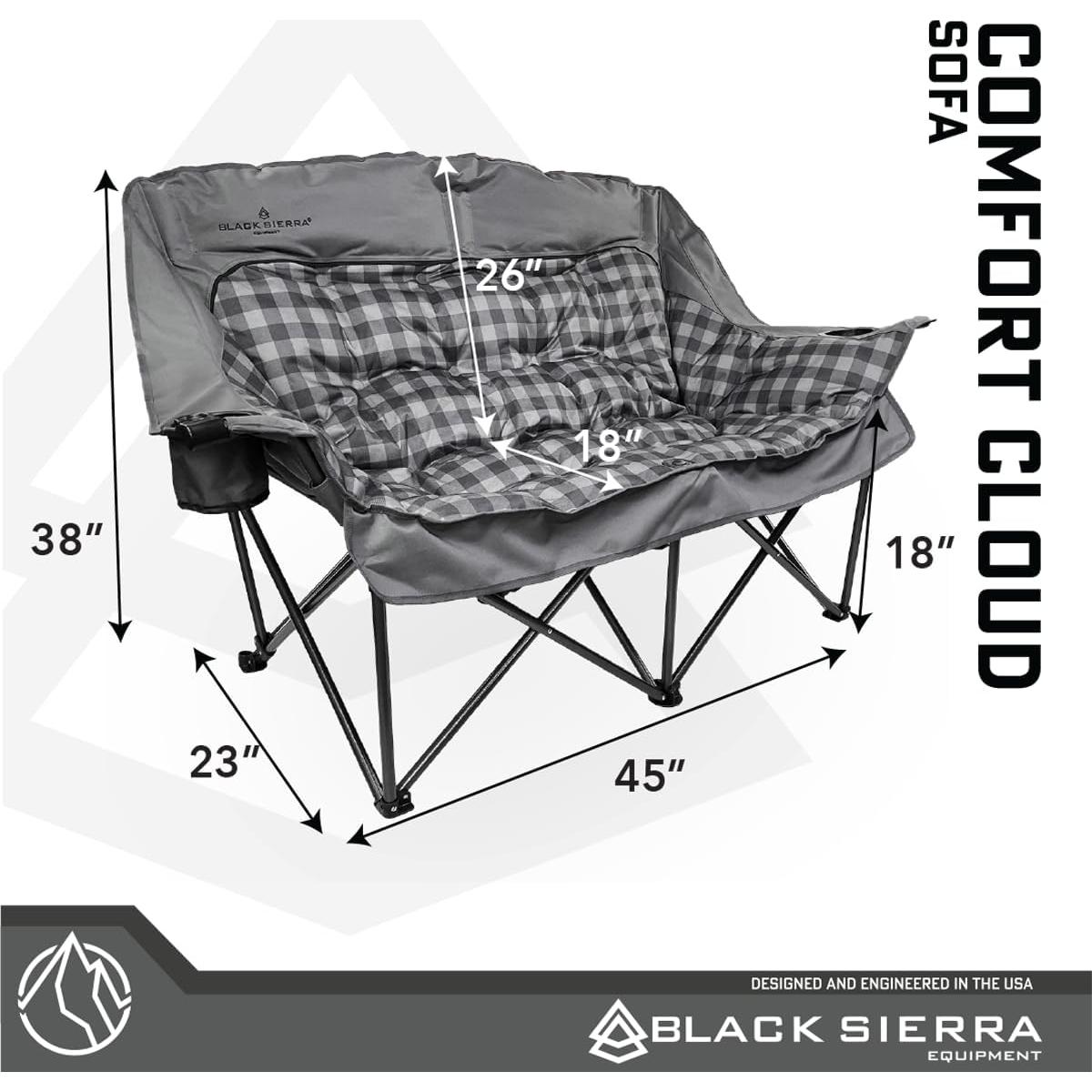 Sofá de Camping Doble Black Sierra, Acolchado, 272 kg, Gris