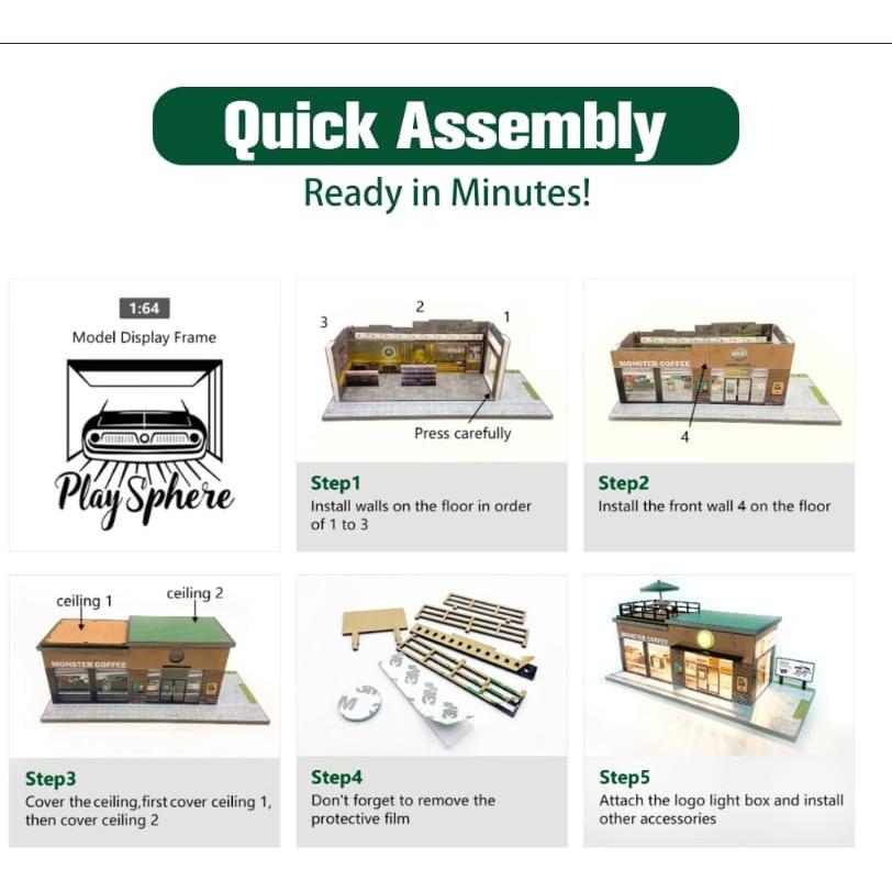 Estuche de exhibición ZAWALUD para autos 1:64 con LED