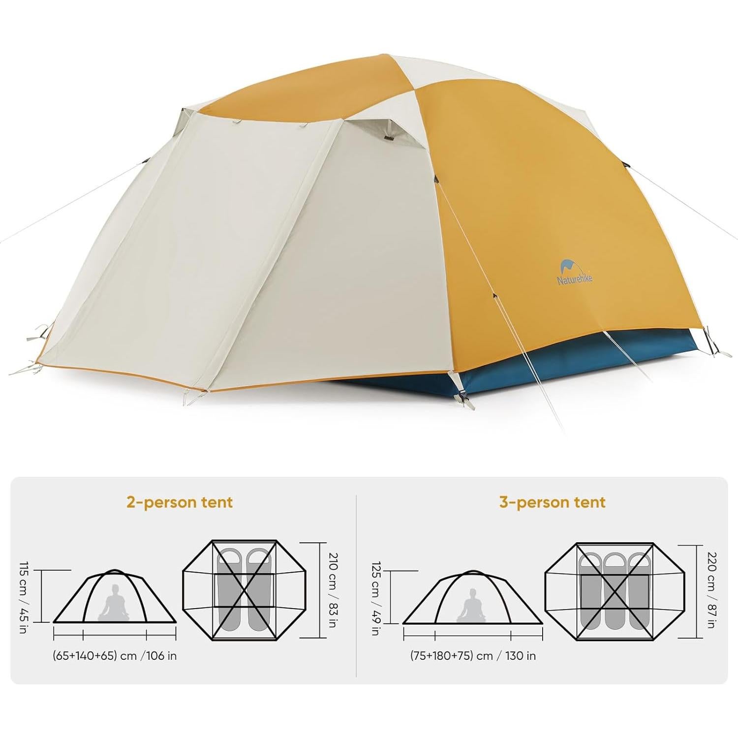 Carpa de Camping Naturehike 2 Personas Doble Capa Impermeable